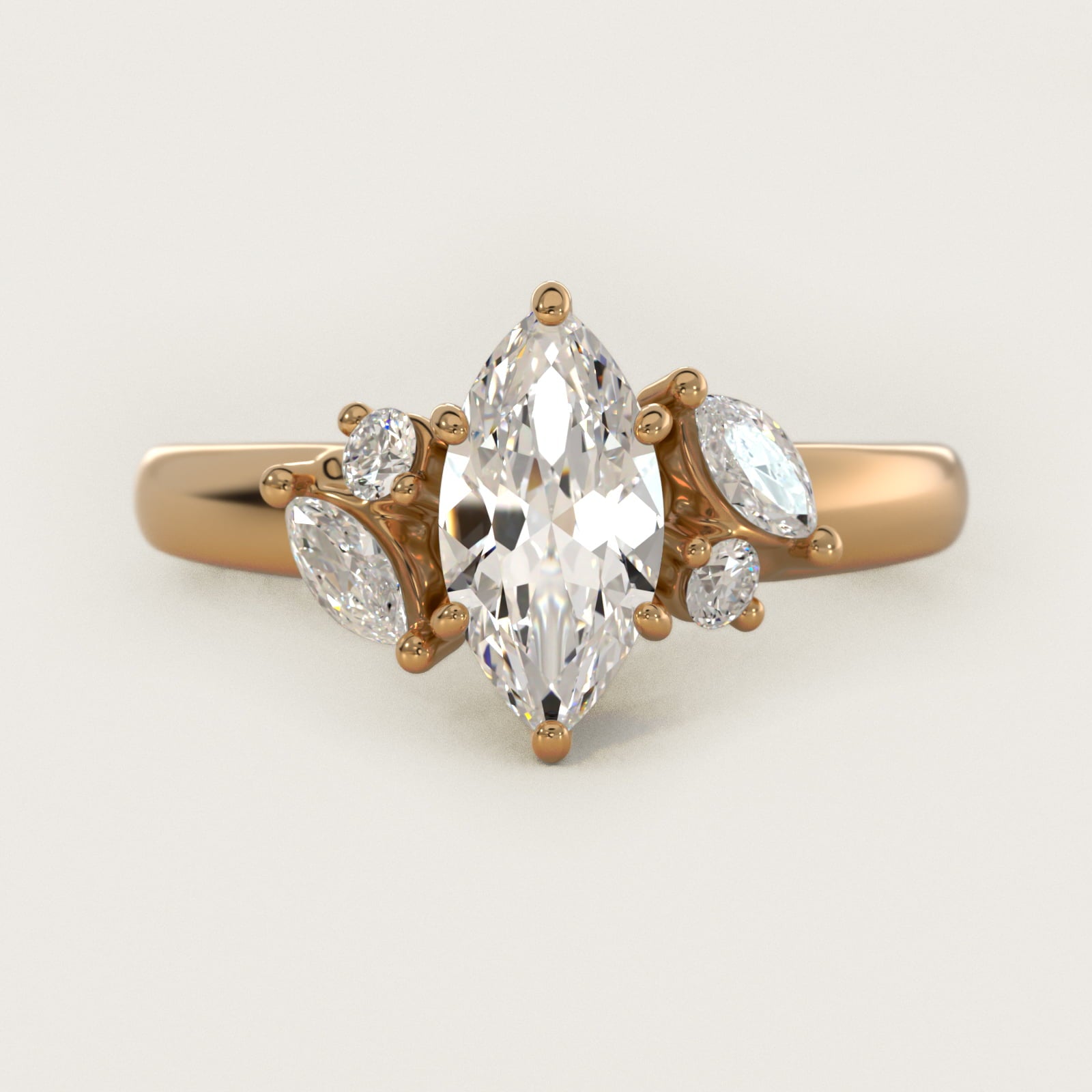 J'adore Le Jardin Diamond Engagement Ring in 14k Yellow Gold (1/5 ct. tw.) - Marquise Center