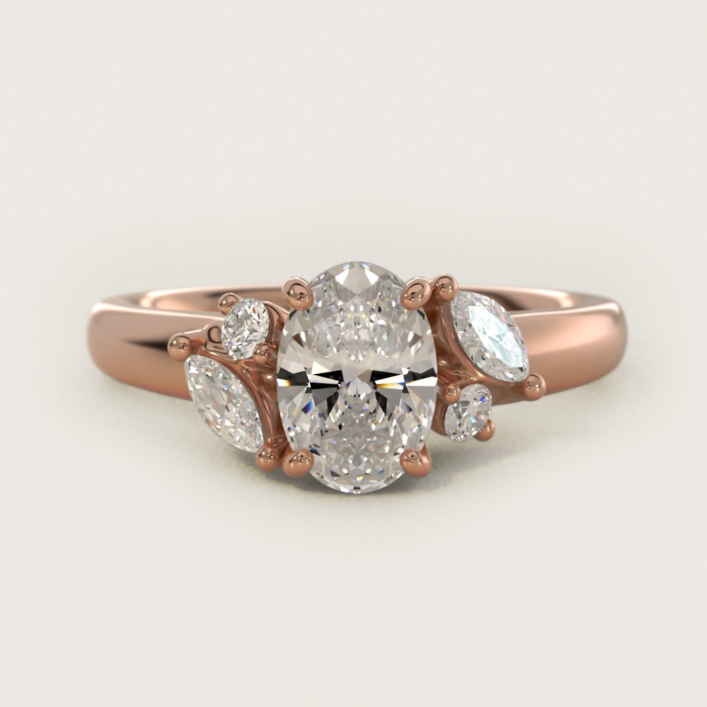 J'adore Le Jardin Diamond Engagement Ring in 14k Rose Gold (1/5 ct. tw.) - Oval Center