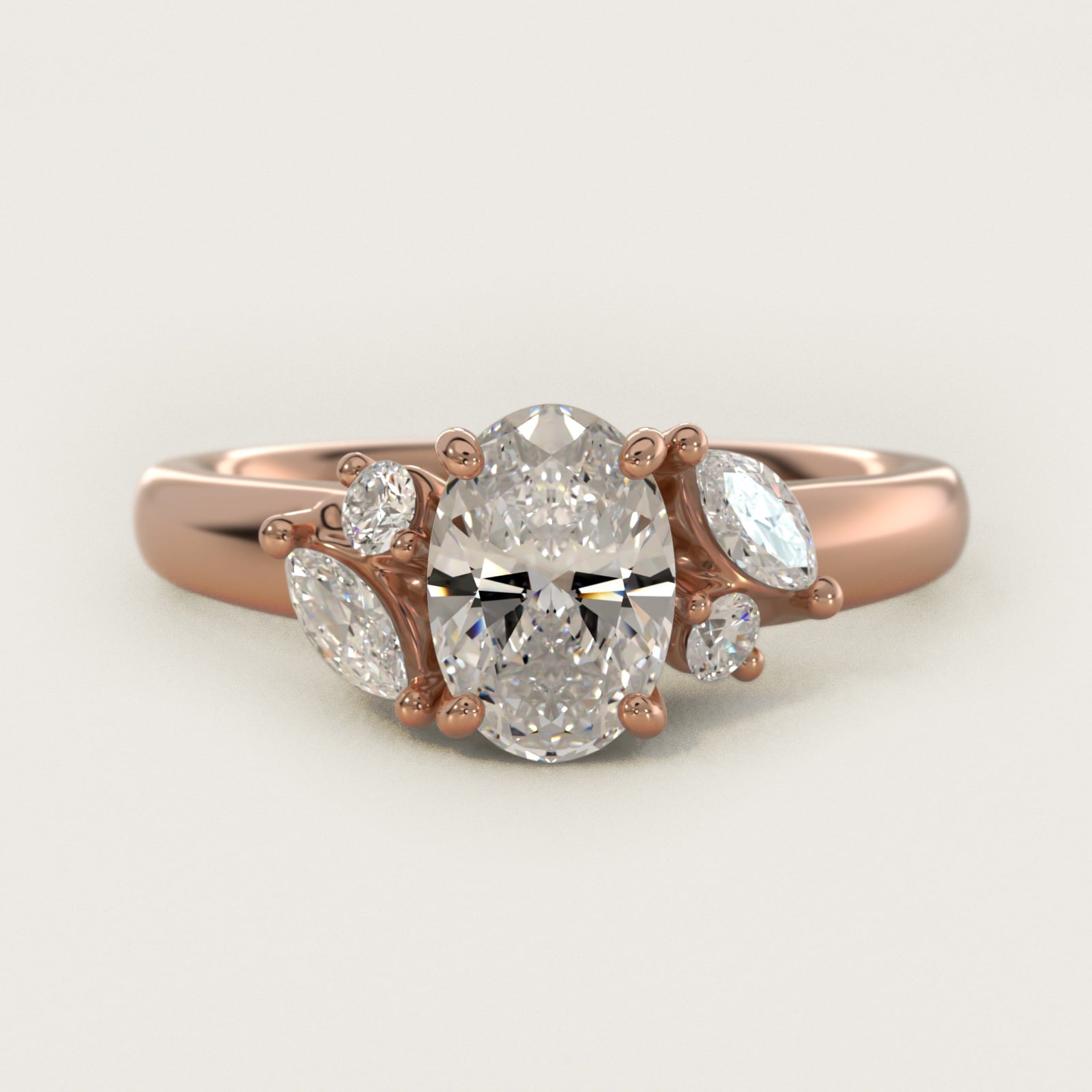 J'adore Le Jardin Diamond Engagement Ring in 18k Rose Gold (1/5 ct. tw.) - Oval Center