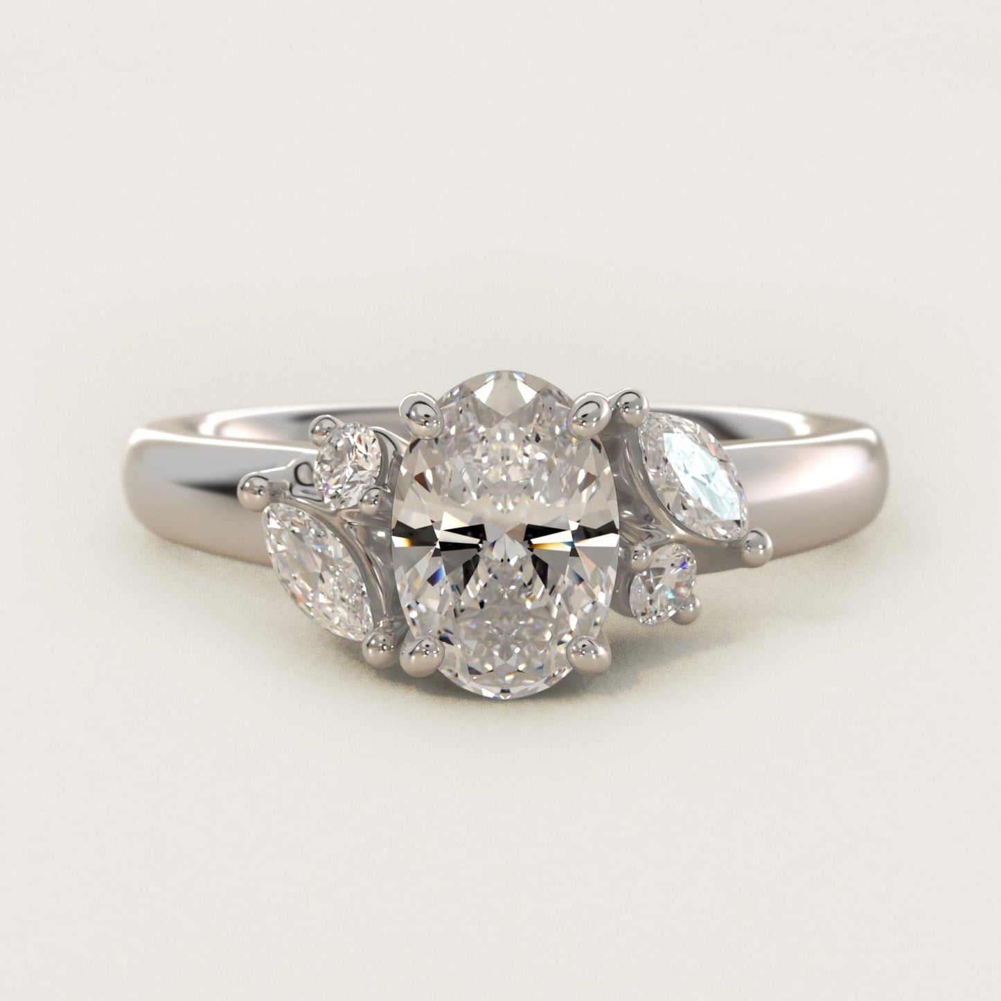 J'adore Le Jardin Diamond Engagement Ring in 14k White Gold (1/5 ct. tw.) - Oval Center