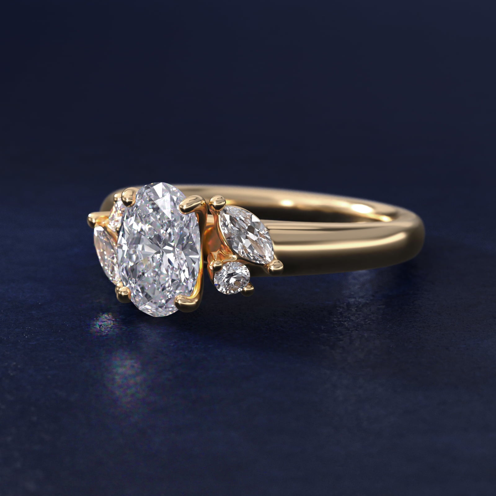 J'adore Le Jardin Diamond Engagement Ring in 14k Yellow Gold (1/5 ct. tw.) - Oval Center