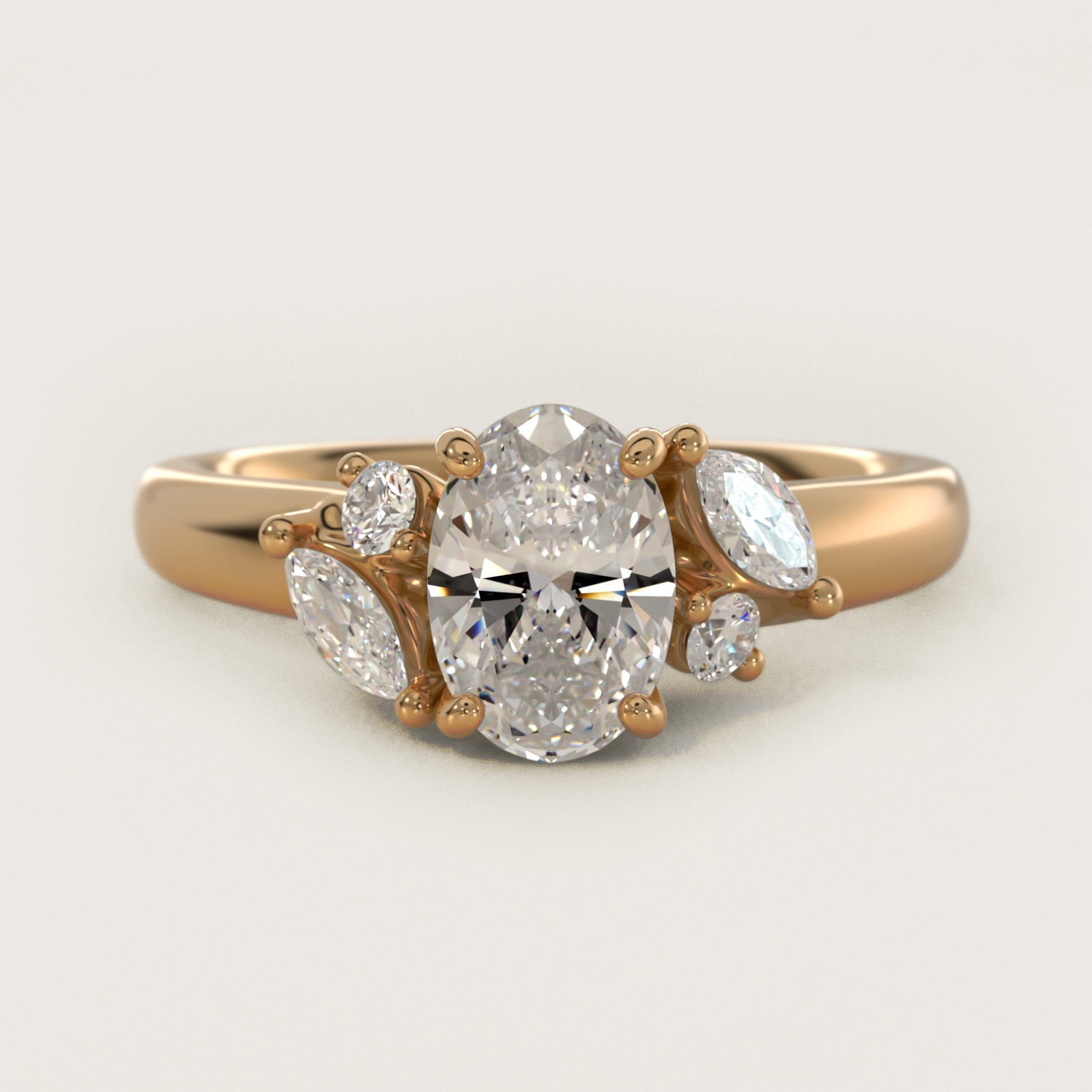J'adore Le Jardin Diamond Engagement Ring in 14k Yellow Gold (1/5 ct. tw.) - Oval Center
