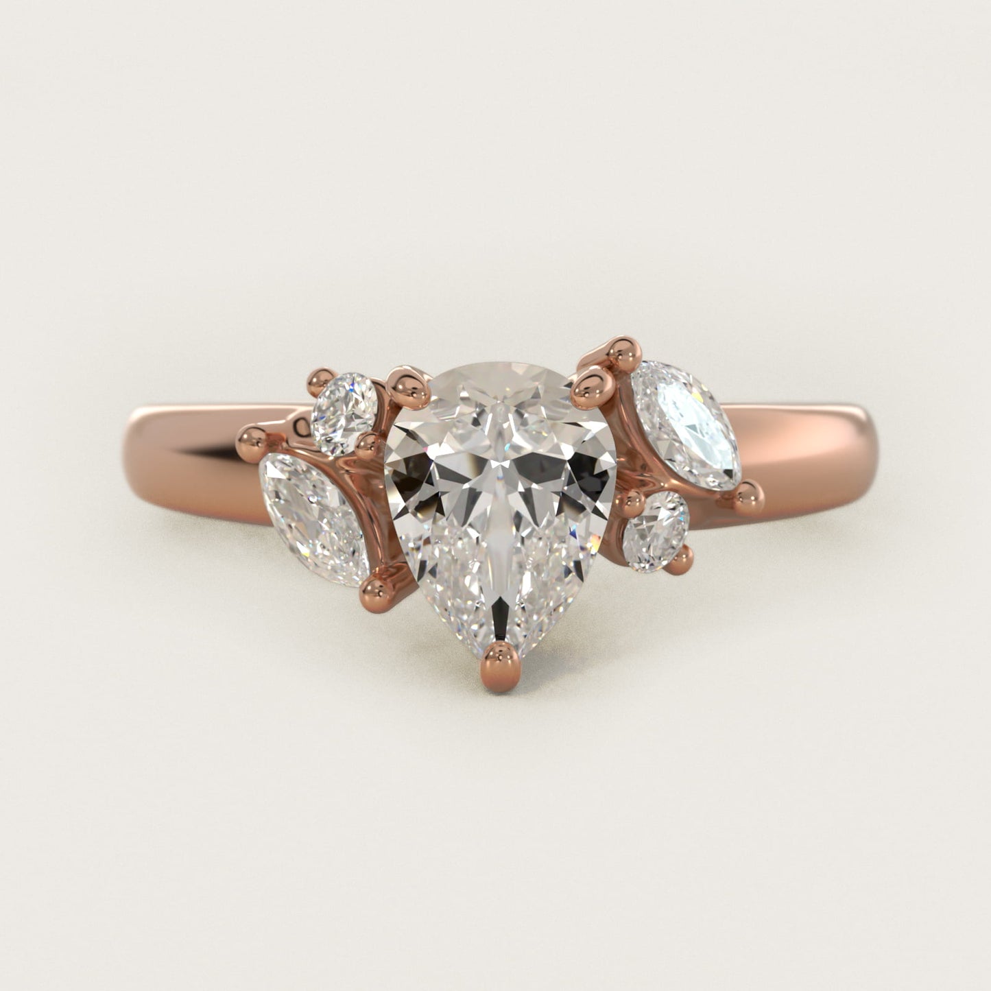 J'adore Le Jardin Diamond Engagement Ring in 18k Rose Gold (1/5 ct. tw.) - Pear Center