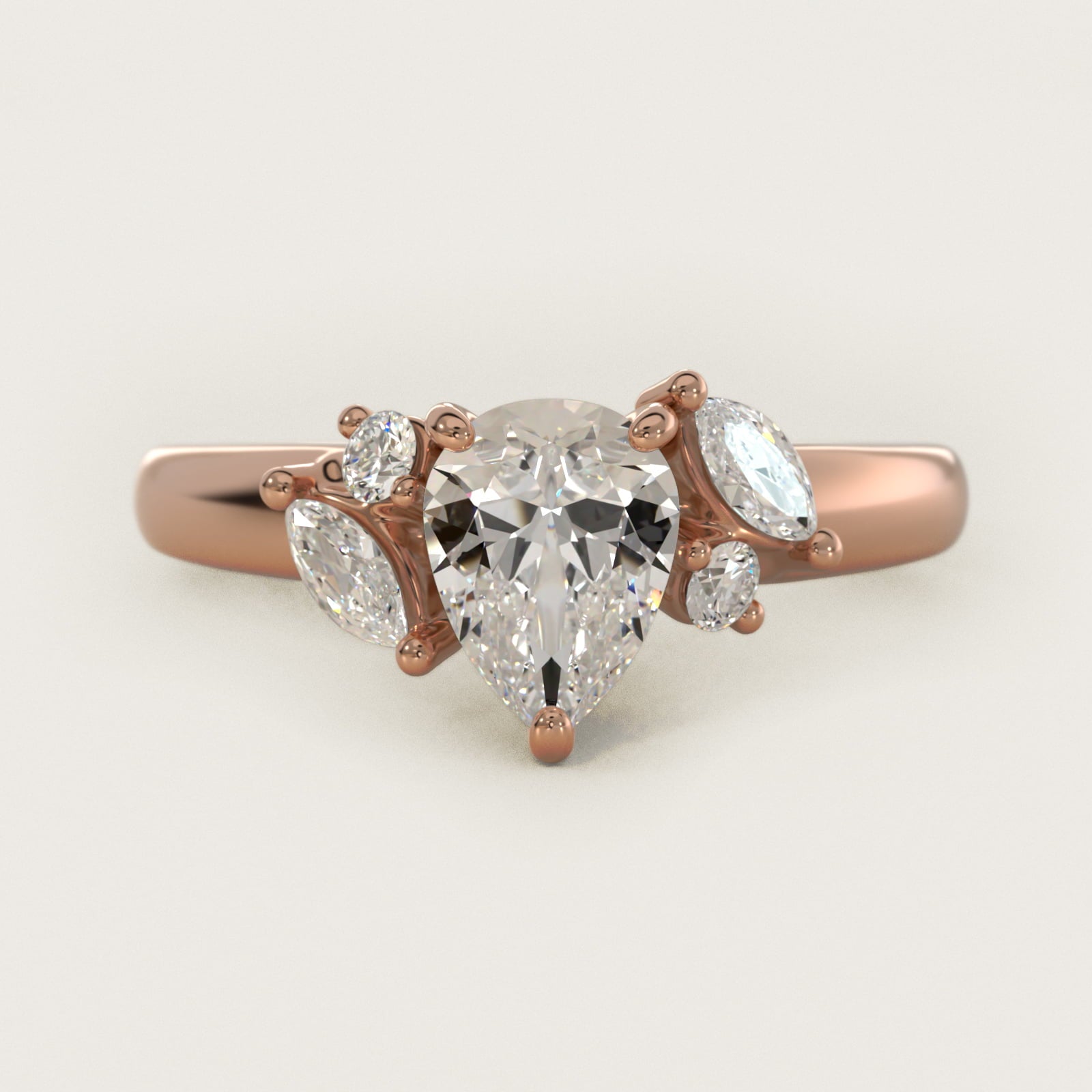 J'adore Le Jardin Diamond Engagement Ring in 18k Rose Gold (1/5 ct. tw.) - Pear Center