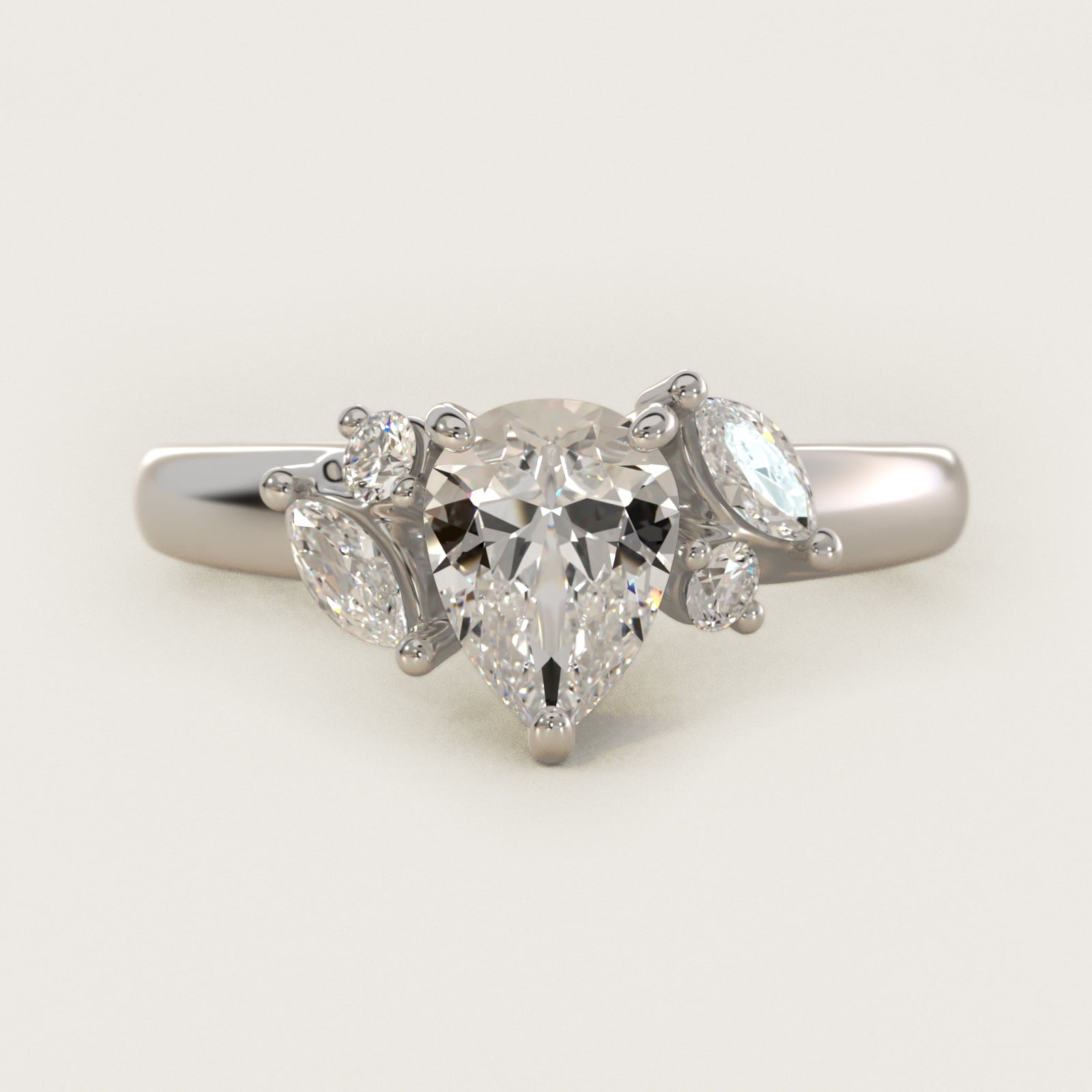 J'adore Le Jardin Diamond Engagement Ring in 14k White Gold (1/5 ct. tw.) - Pear Center