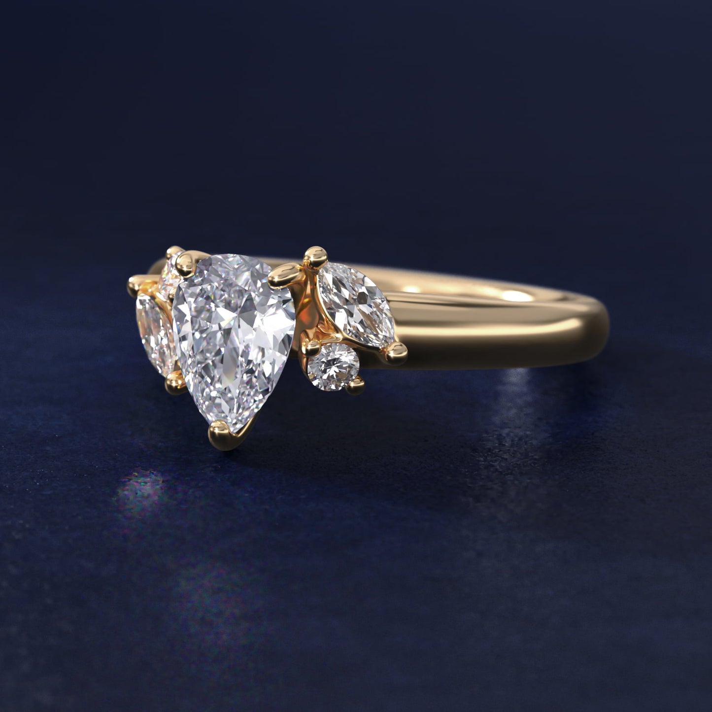 J'adore Le Jardin Diamond Engagement Ring in 14k Yellow Gold (1/5 ct. tw.) - Pear Center