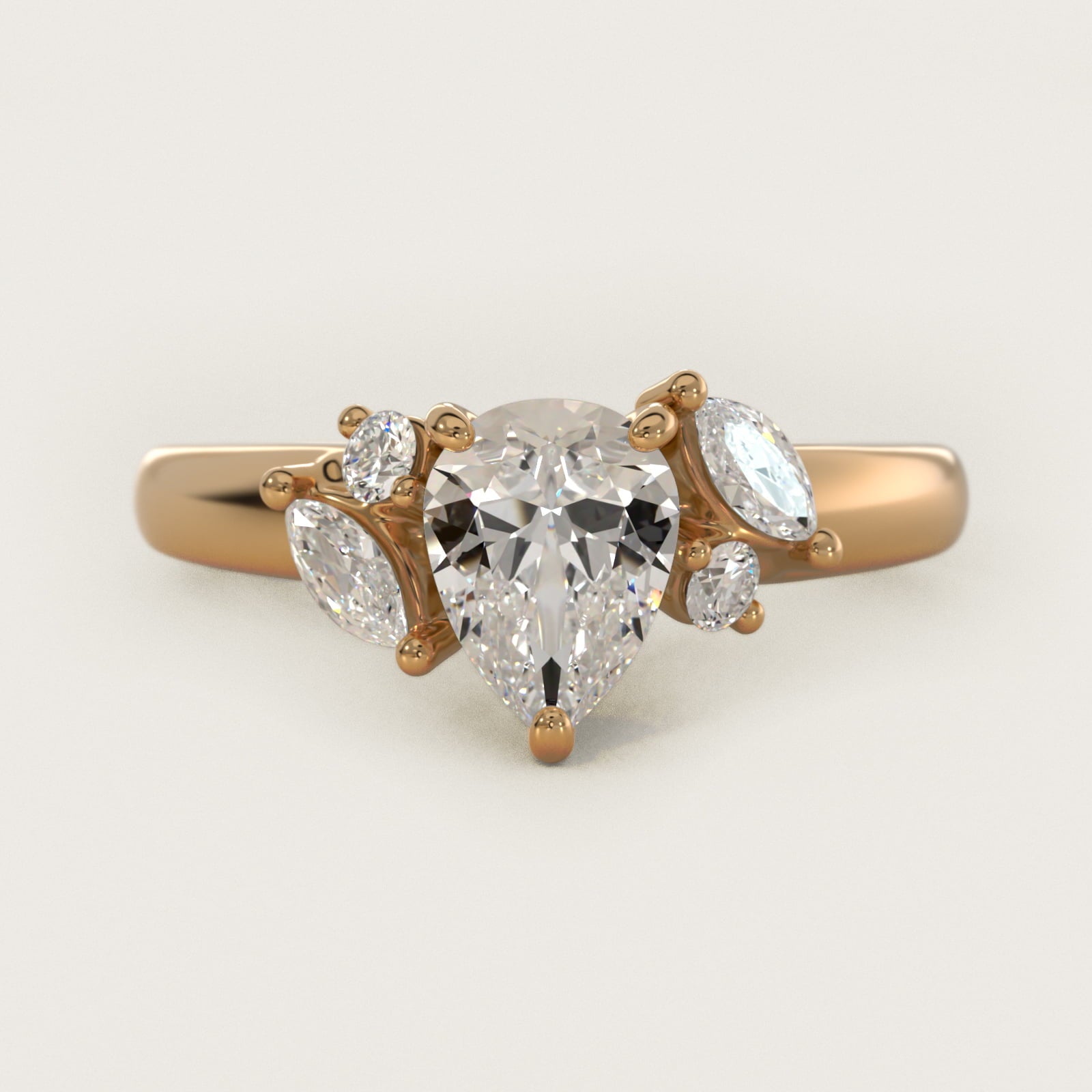 J'adore Le Jardin Diamond Engagement Ring in 14k Yellow Gold (1/5 ct. tw.) - Pear Center
