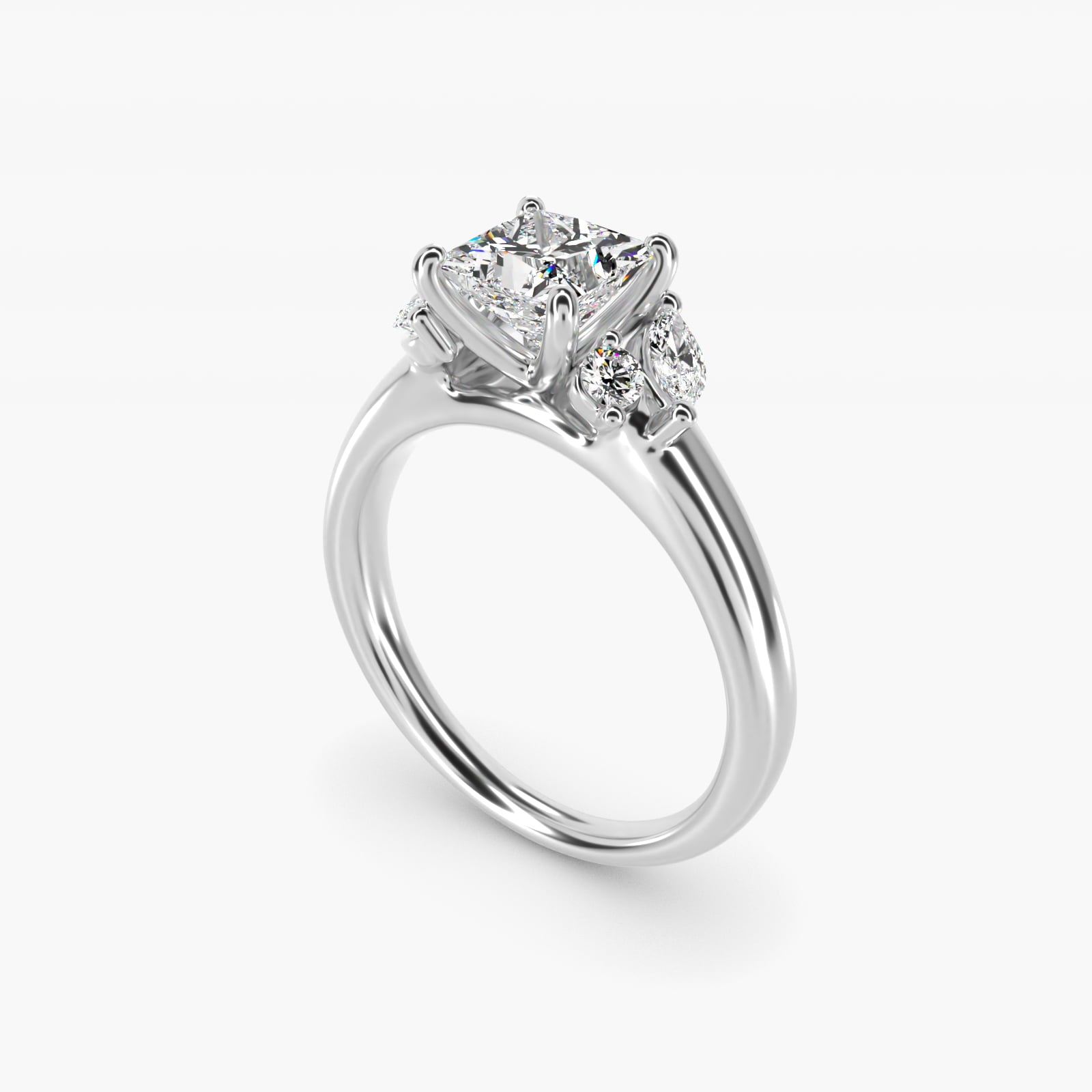 J'adore Le Jardin Diamond Engagement Ring in 14k White Gold (1/5 ct. tw.) - Princess Center