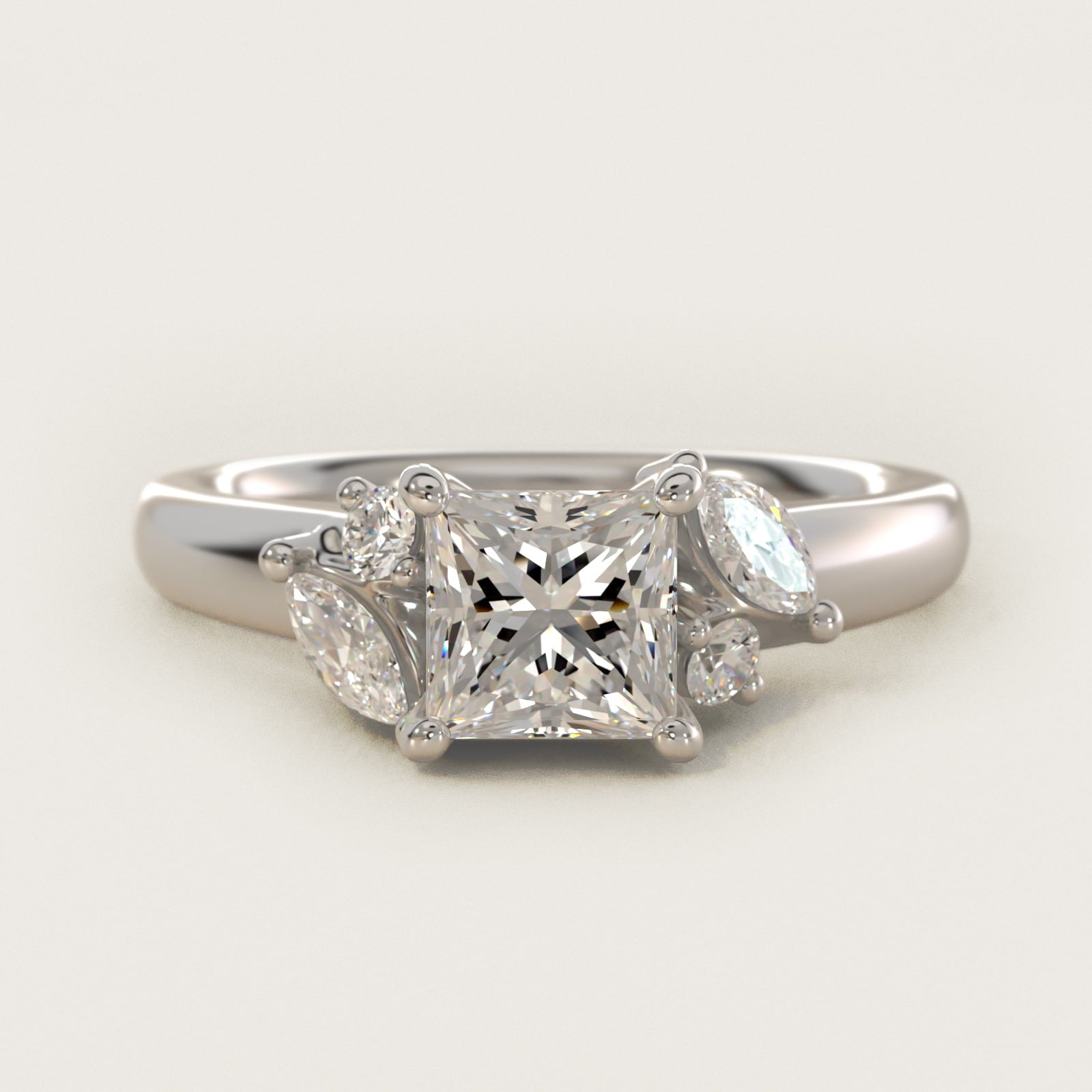 J'adore Le Jardin Diamond Engagement Ring in 14k White Gold (1/5 ct. tw.) - Princess Center