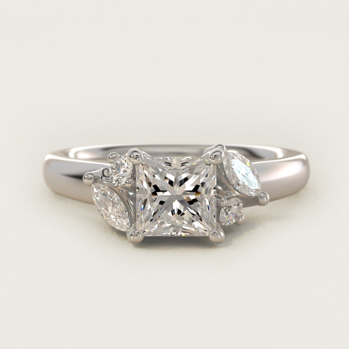 J'adore Le Jardin Diamond Engagement Ring in 18k White Gold (1/5 ct. tw.) - Princess Center