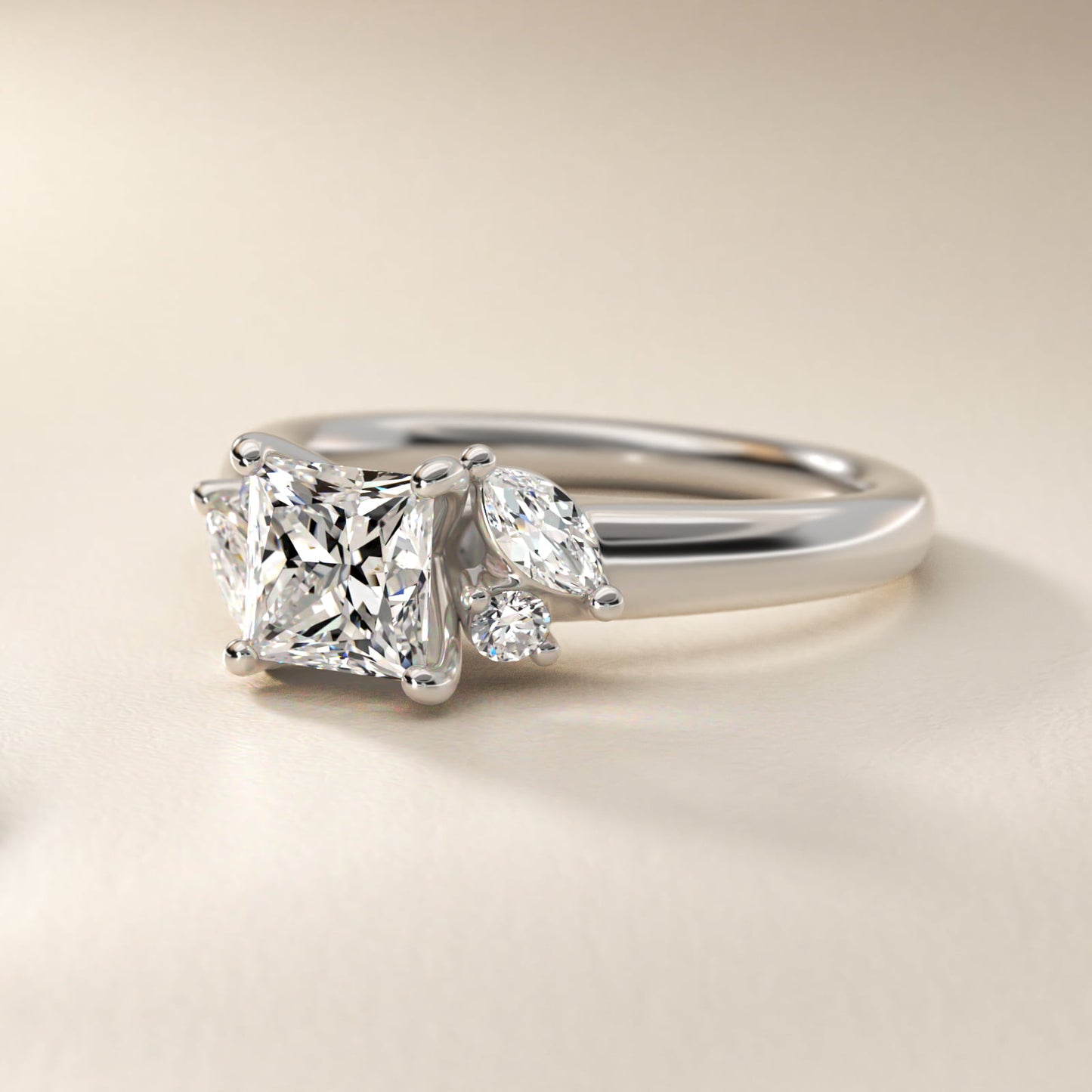J'adore Le Jardin Diamond Engagement Ring in 14k White Gold (1/5 ct. tw.) - Princess Center