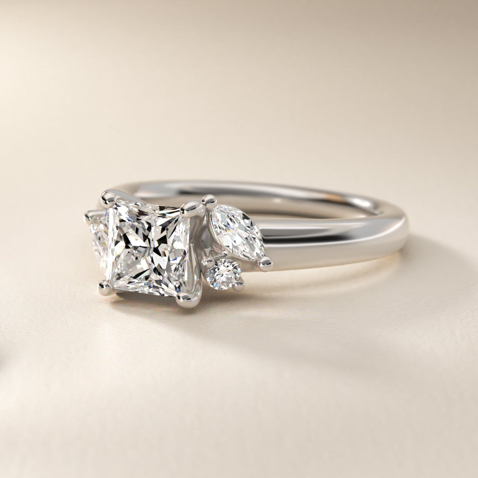 J'adore Le Jardin Diamond Engagement Ring in 18k White Gold (1/5 ct. tw.) - Princess Center
