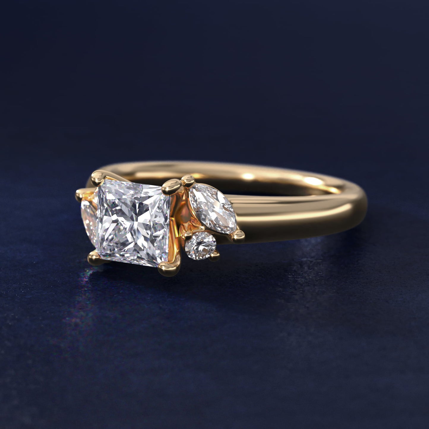 J'adore Le Jardin Diamond Engagement Ring in 14k Yellow Gold (1/5 ct. tw.) - Princess Center