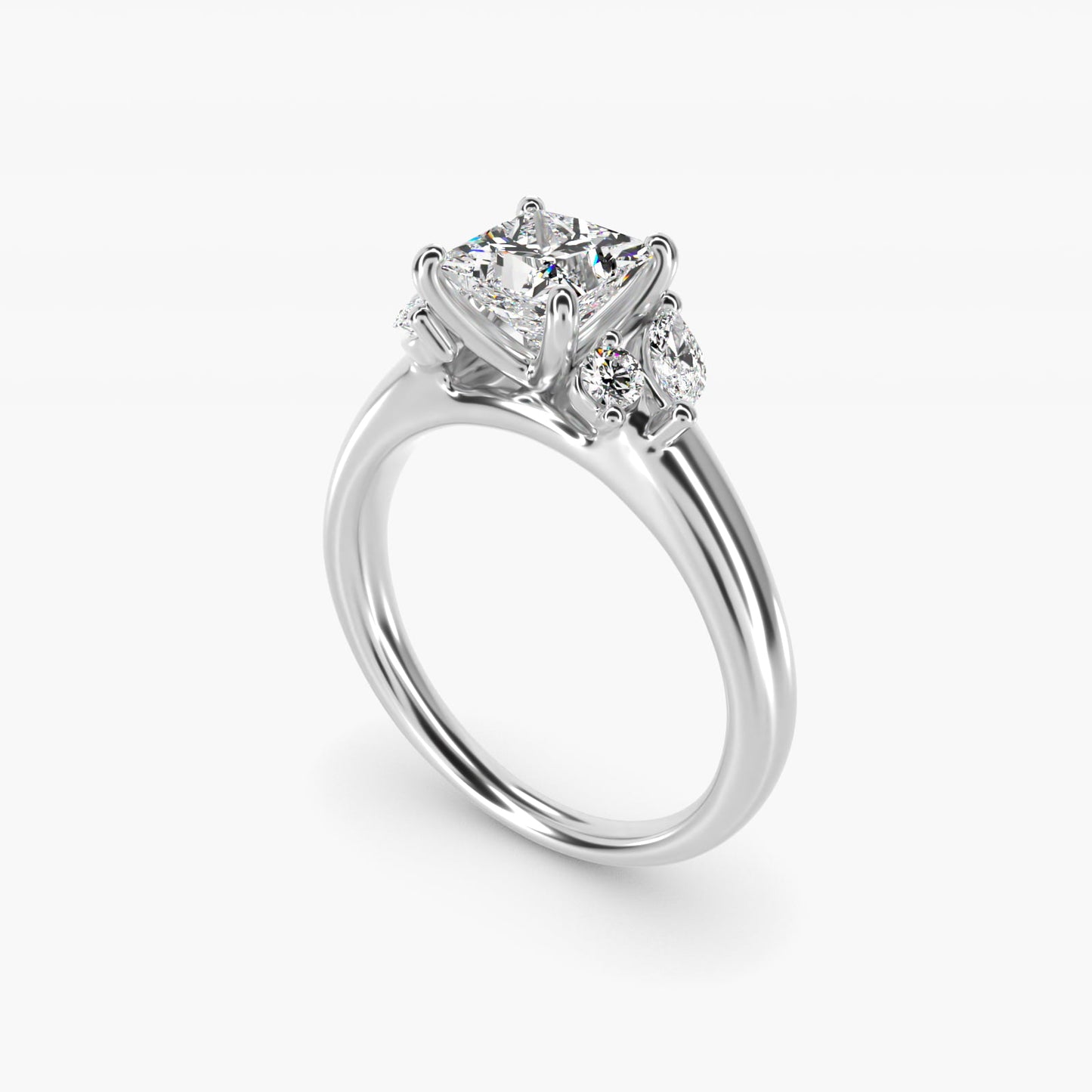 J'adore Le Jardin Diamond Engagement Ring in Platinum (1/5 ct. tw.) - Princess Center