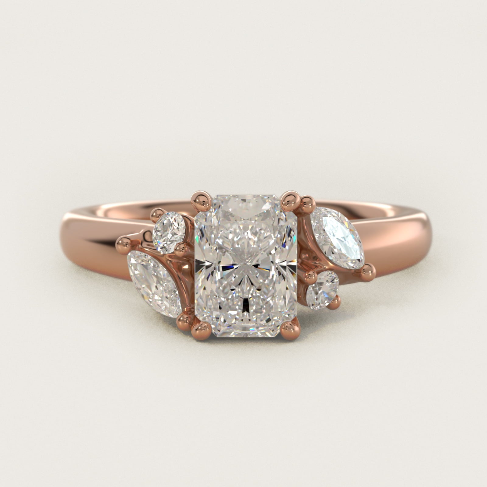 J'adore Le Jardin Diamond Engagement Ring in 14k Rose Gold (1/5 ct. tw.) - Radiant Center