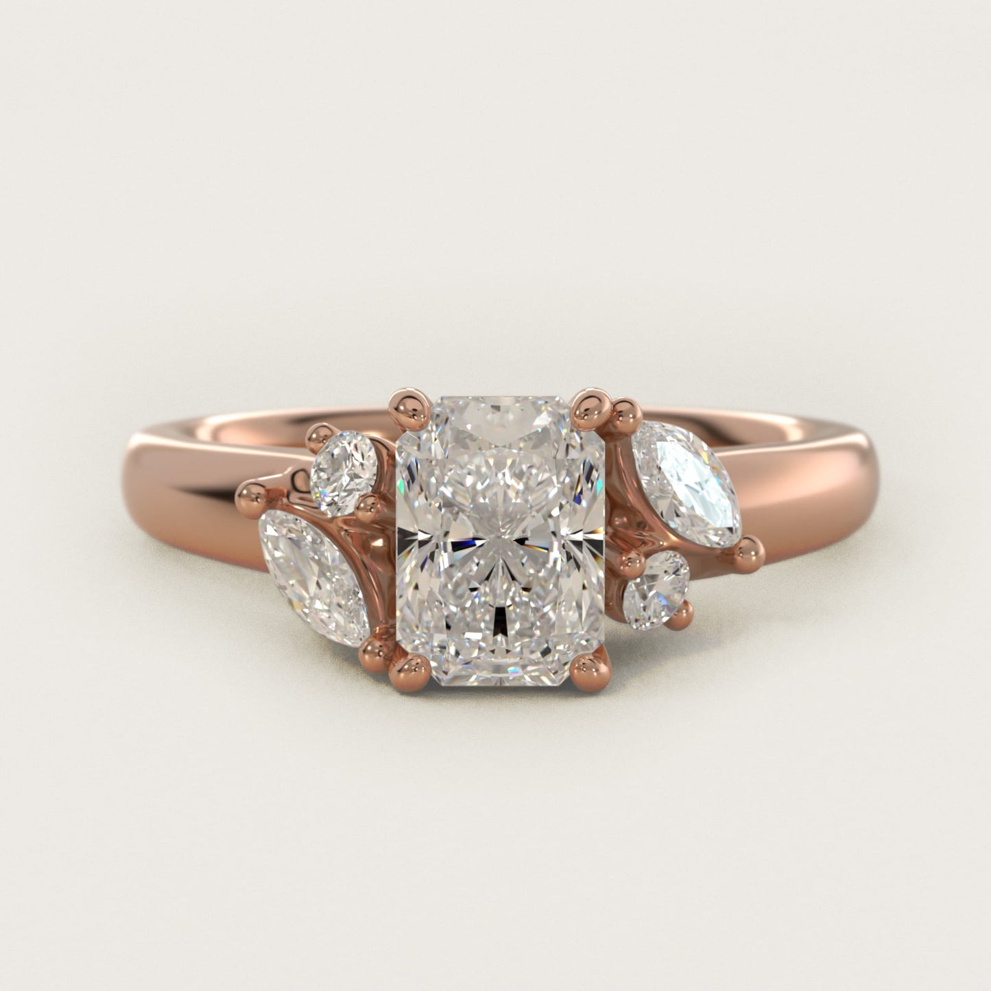 J'adore Le Jardin Diamond Engagement Ring in 18k Rose Gold (1/5 ct. tw.) - Radiant Center