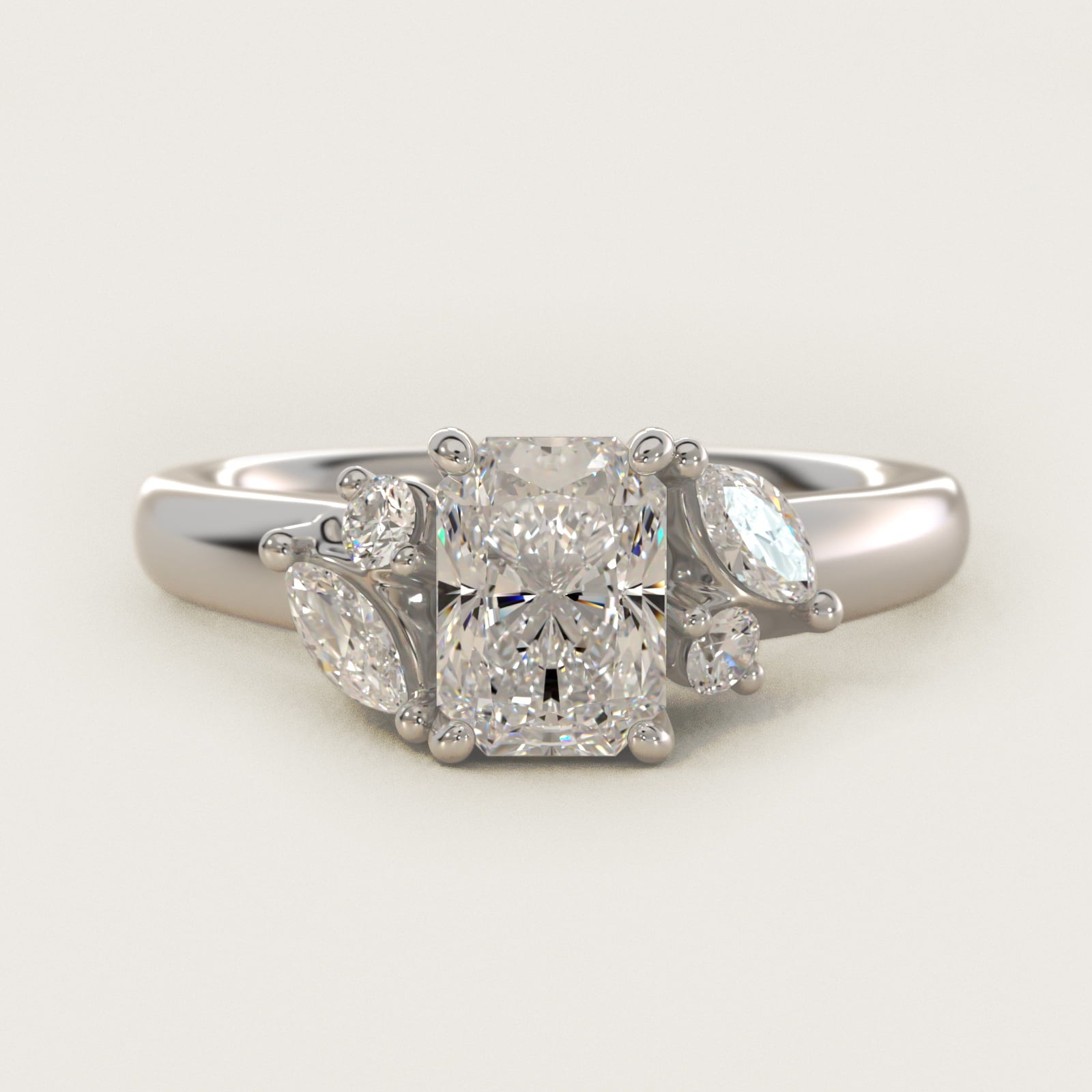 J'adore Le Jardin Diamond Engagement Ring in 18k White Gold (1/5 ct. tw.) - Radiant Center