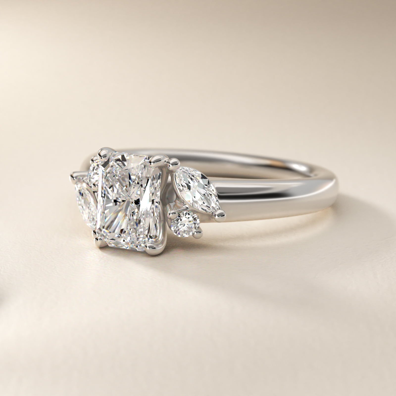 J'adore Le Jardin Diamond Engagement Ring in 14k White Gold (1/5 ct. tw.) - Radiant Center