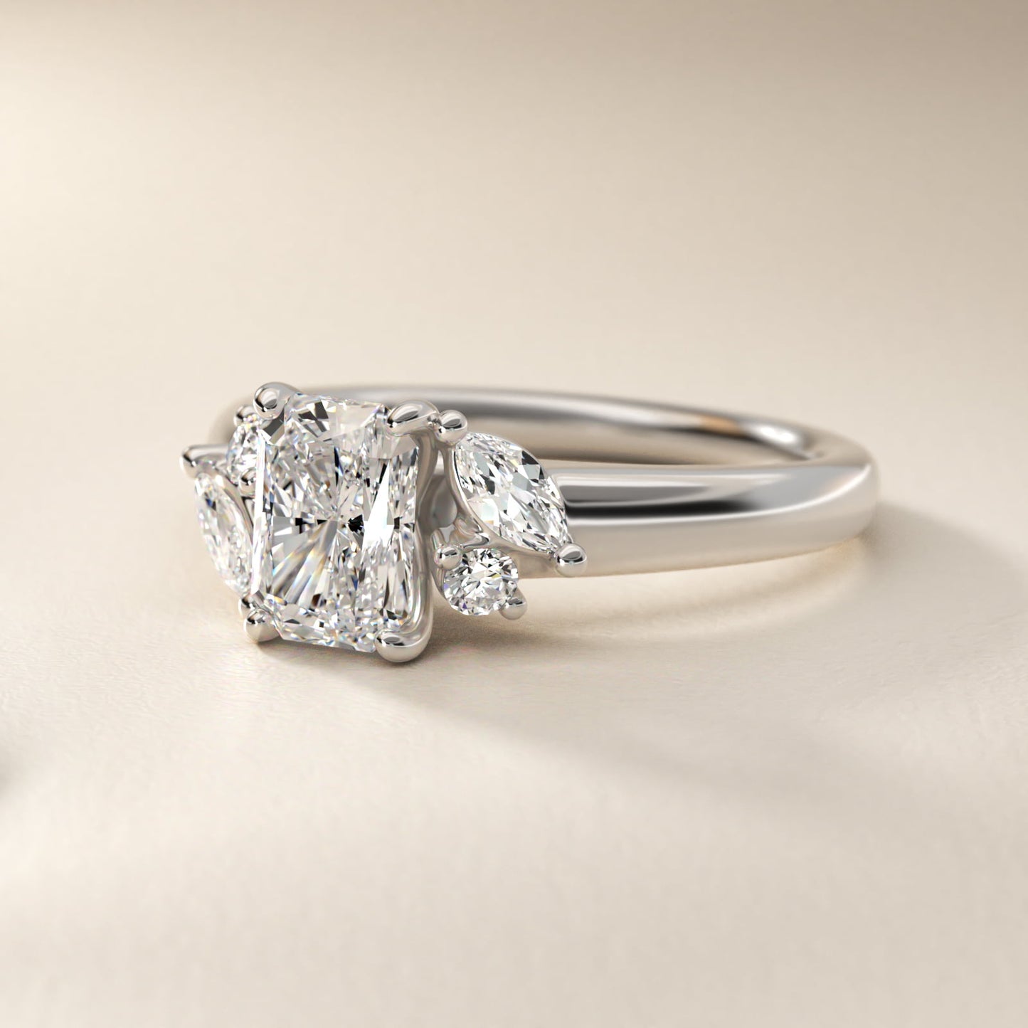 J'adore Le Jardin Diamond Engagement Ring in 18k White Gold (1/5 ct. tw.) - Radiant Center