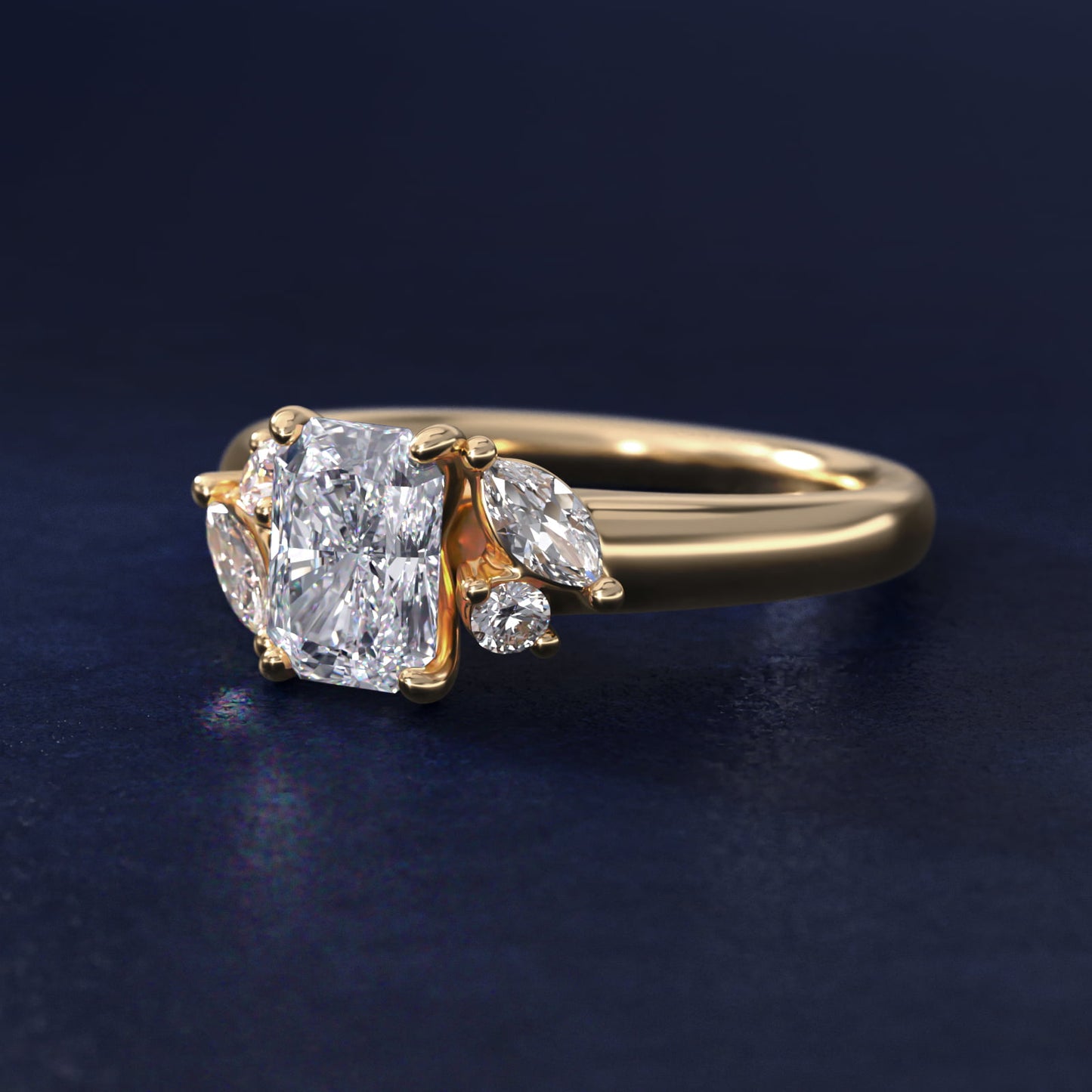 J'adore Le Jardin Diamond Engagement Ring in 14k Yellow Gold (1/5 ct. tw.) - Radiant Center