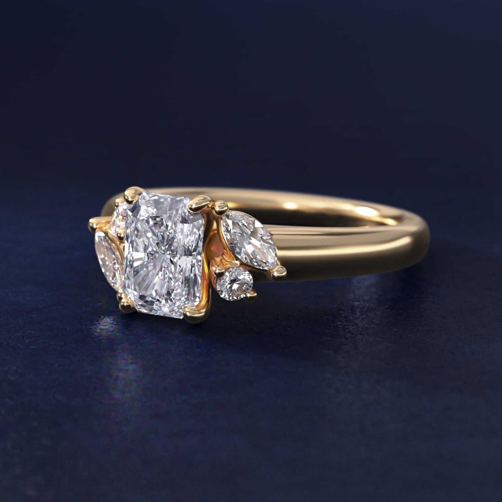 J'adore Le Jardin Diamond Engagement Ring in 18k Yellow Gold (1/5 ct. tw.) - Radiant Center