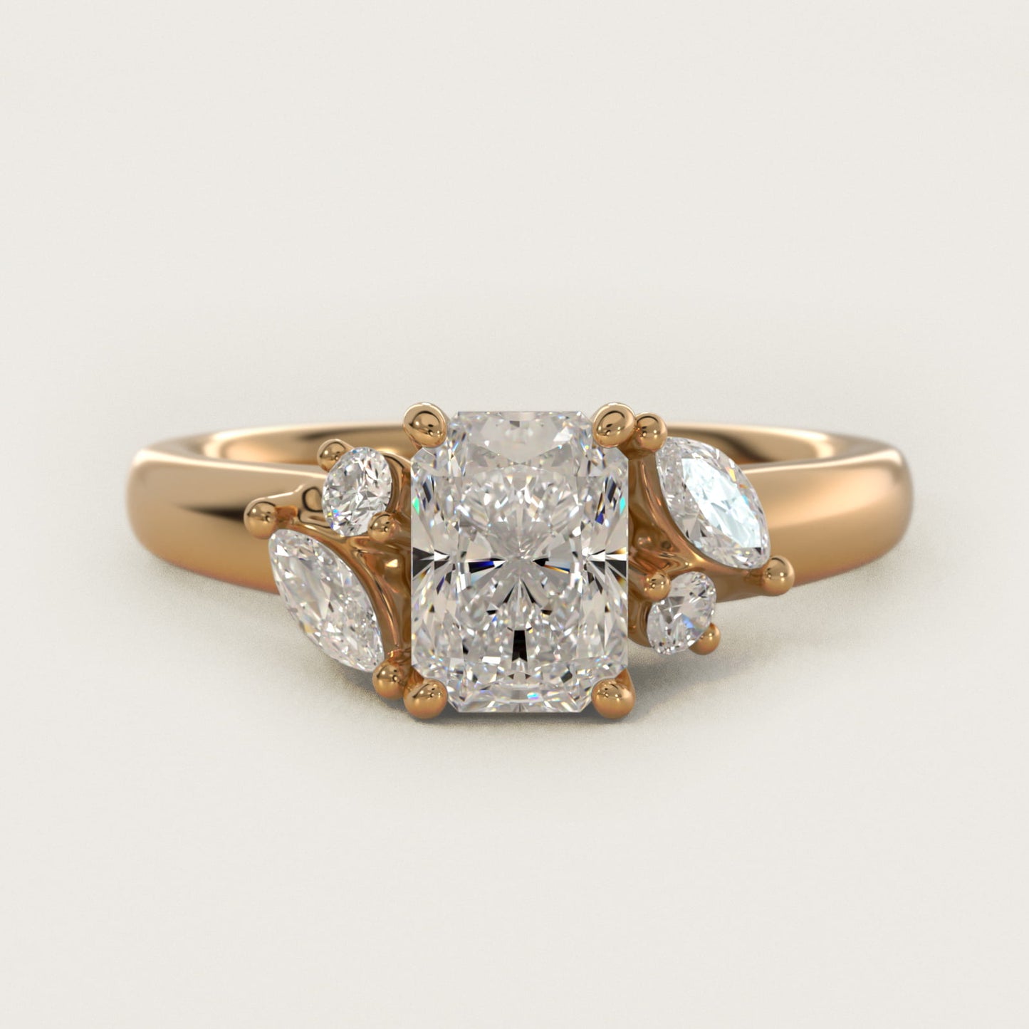 J'adore Le Jardin Diamond Engagement Ring in 18k Yellow Gold (1/5 ct. tw.) - Radiant Center