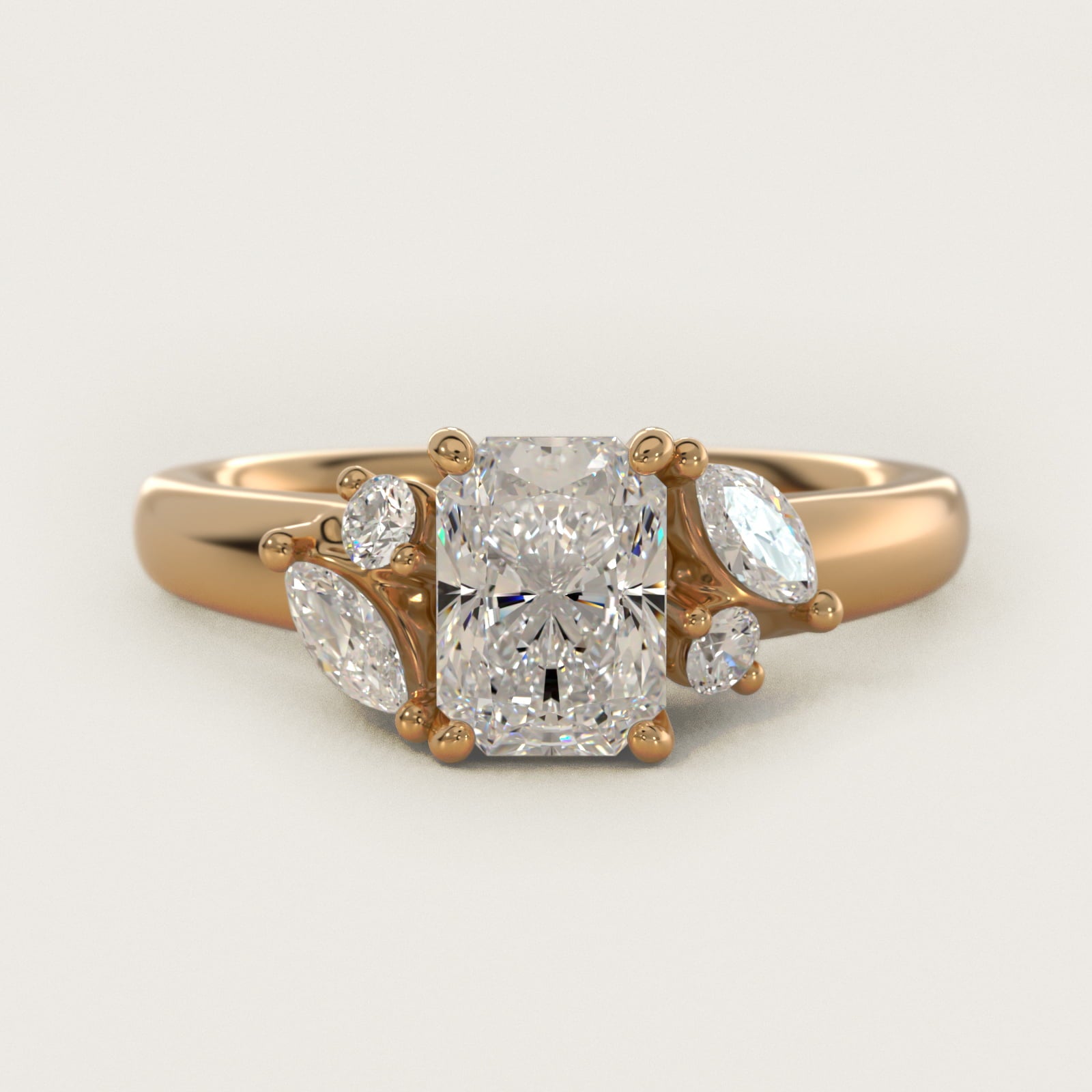 J'adore Le Jardin Diamond Engagement Ring in 18k Yellow Gold (1/5 ct. tw.) - Radiant Center
