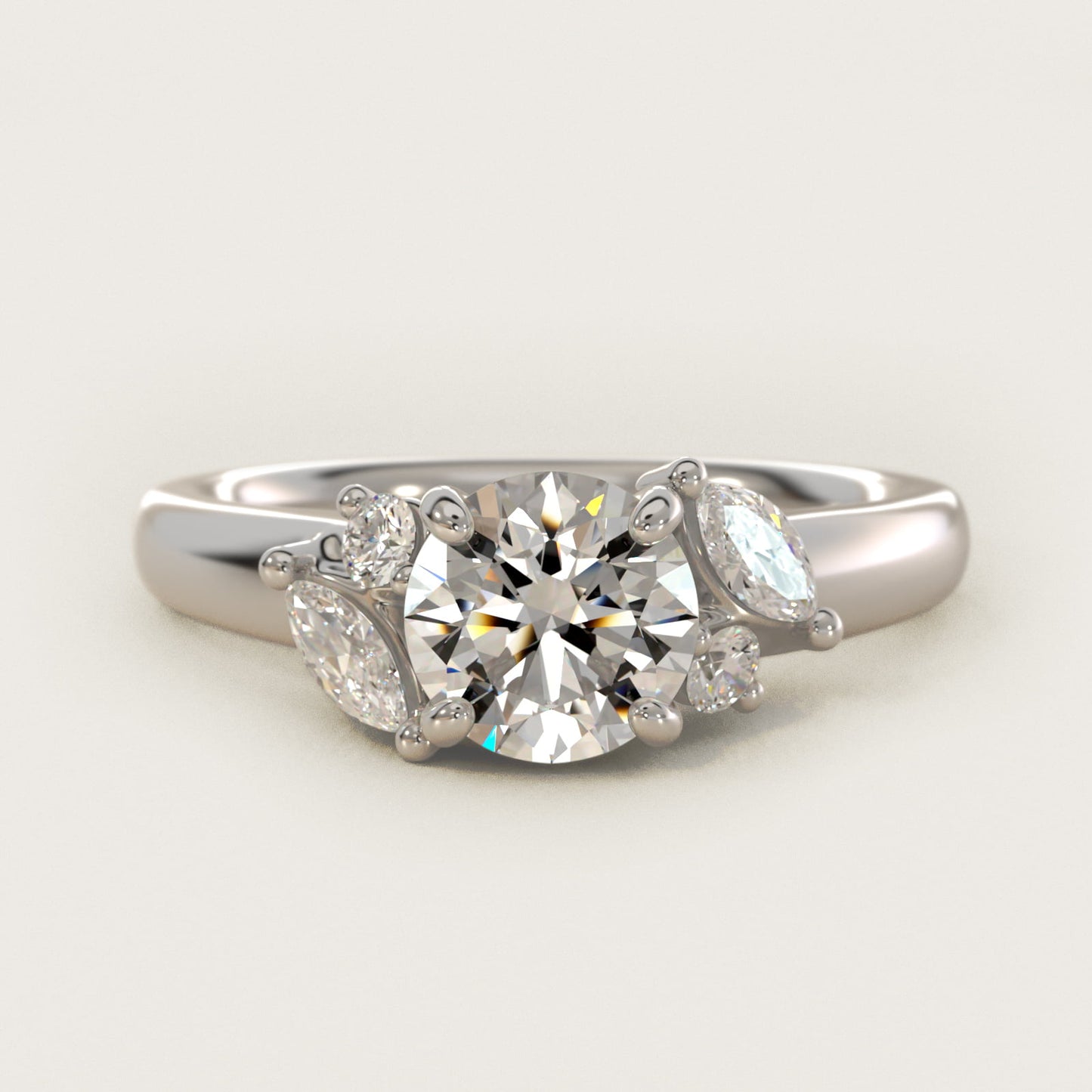 J'adore Le Jardin Diamond Engagement Ring in 18k White Gold (1/5 ct. tw.) - Round Center