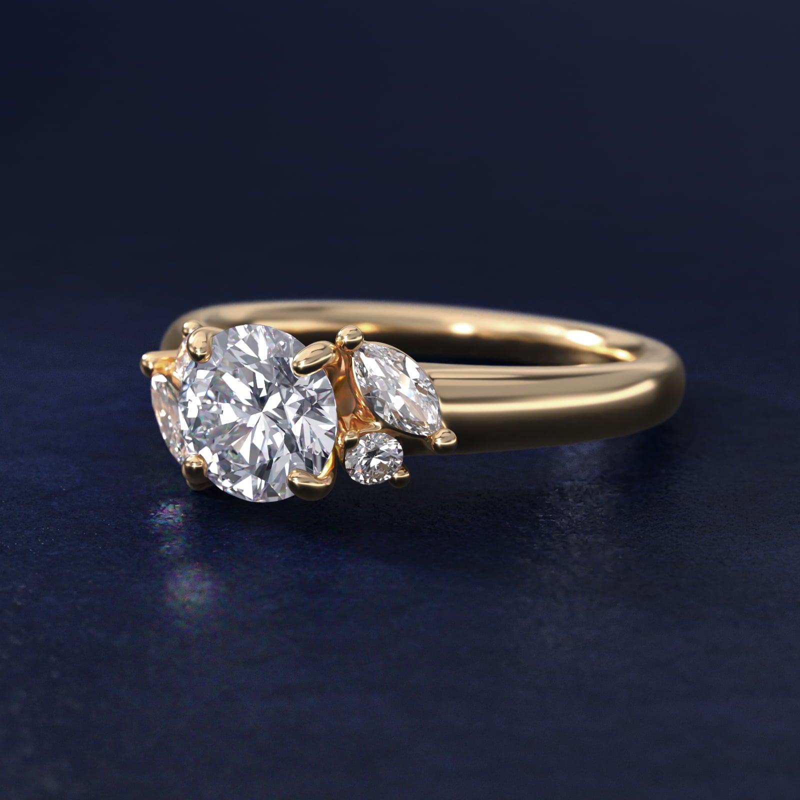 J'adore Le Jardin Diamond Engagement Ring in 18k Yellow Gold (1/5 ct. tw.) - Round Center