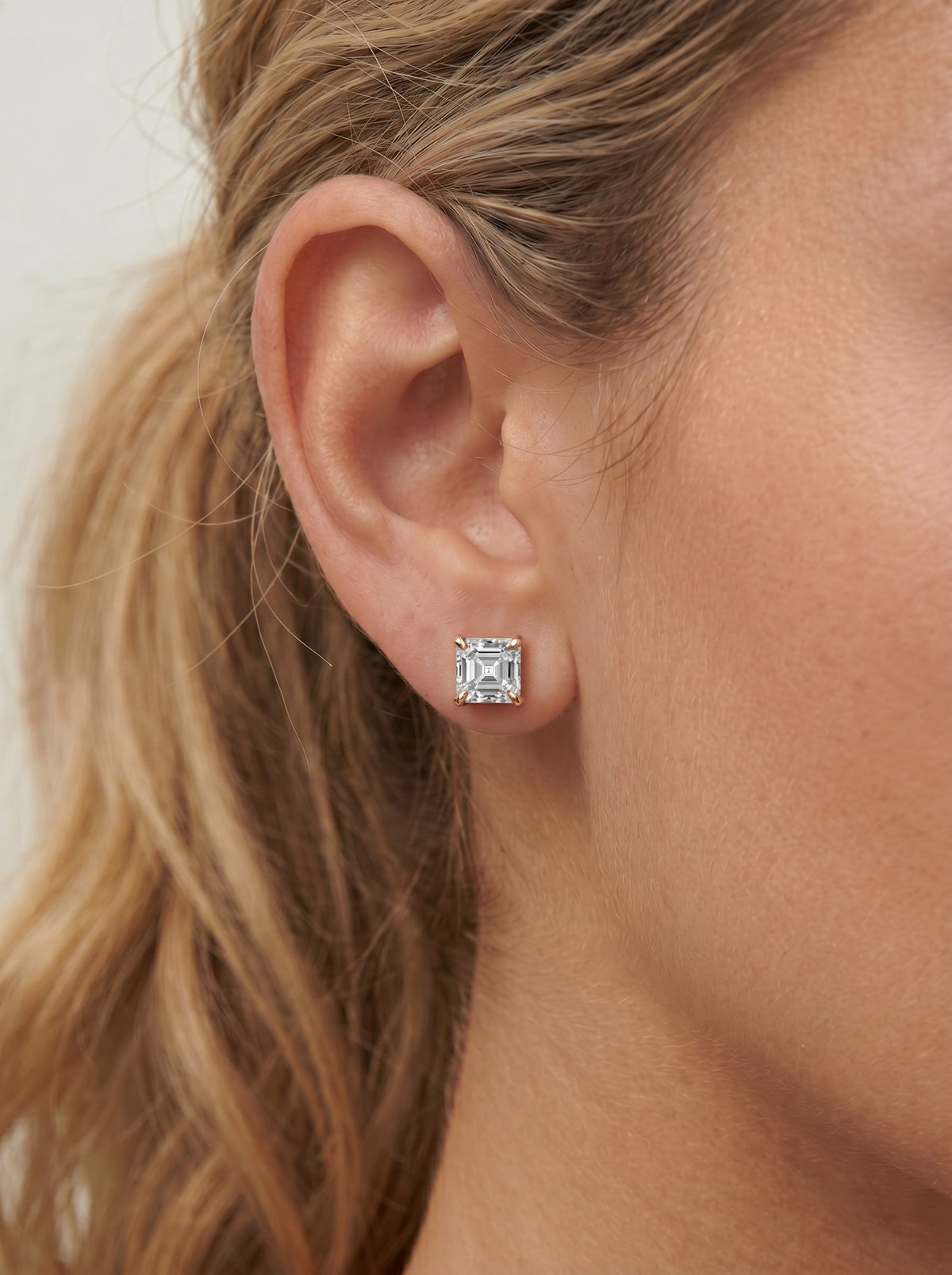 Jamie Lab Grown Diamond Earrings Asscher - Rose Gold