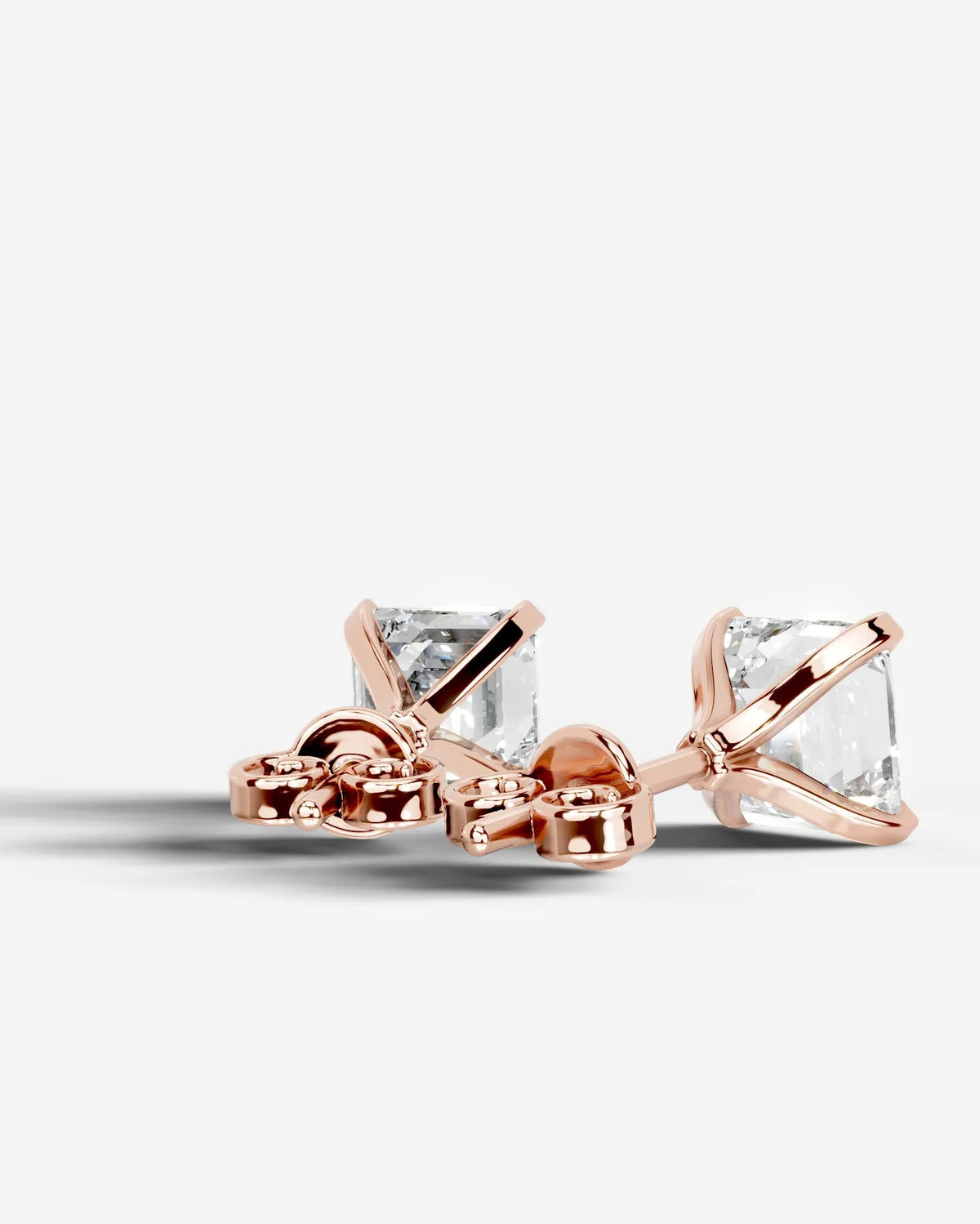 Jamie Lab Grown Diamond Earrings Asscher - Rose Gold