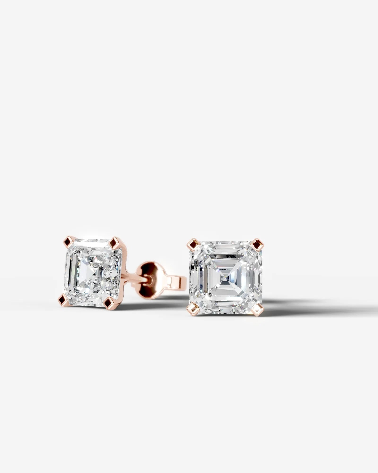 Jamie Lab Grown Diamond Earrings Asscher - Rose Gold