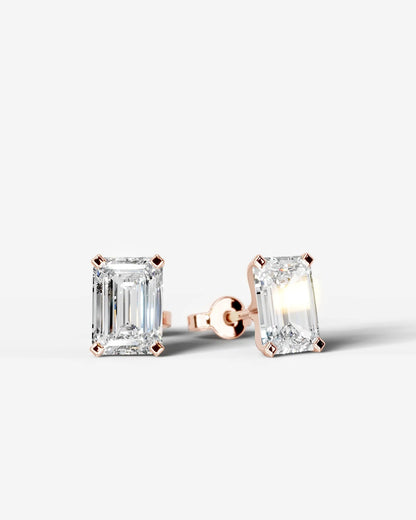 Jamie Lab Grown Diamond Earrings Emerald - Rose Gold