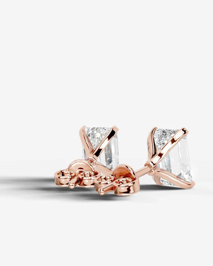 Jamie Lab Grown Diamond Earrings Emerald - Rose Gold