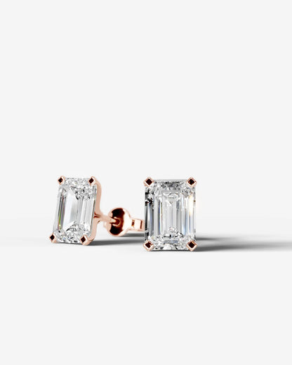 Jamie Lab Grown Diamond Earrings Emerald - Rose Gold
