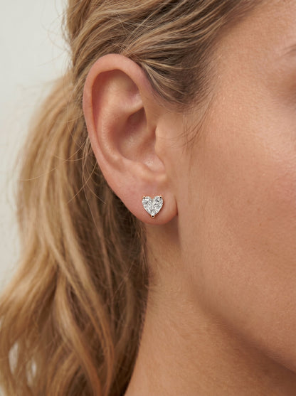 Jamie Lab Grown Diamond Earrings Heart - Rose Gold