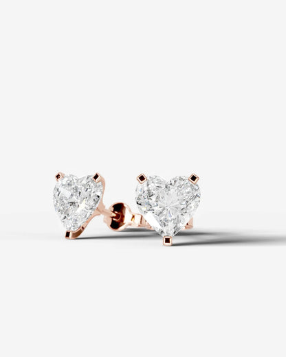 Jamie Lab Grown Diamond Earrings Heart - Rose Gold