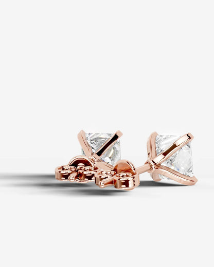 Jamie Lab Grown Diamond Earrings Princess - Rose Gold