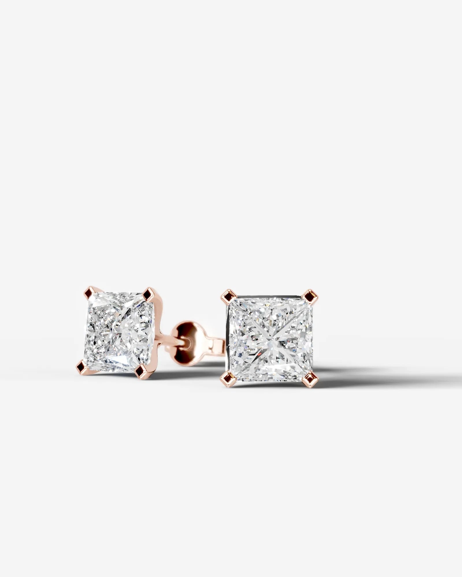 Jamie Lab Grown Diamond Earrings Princess - Rose Gold