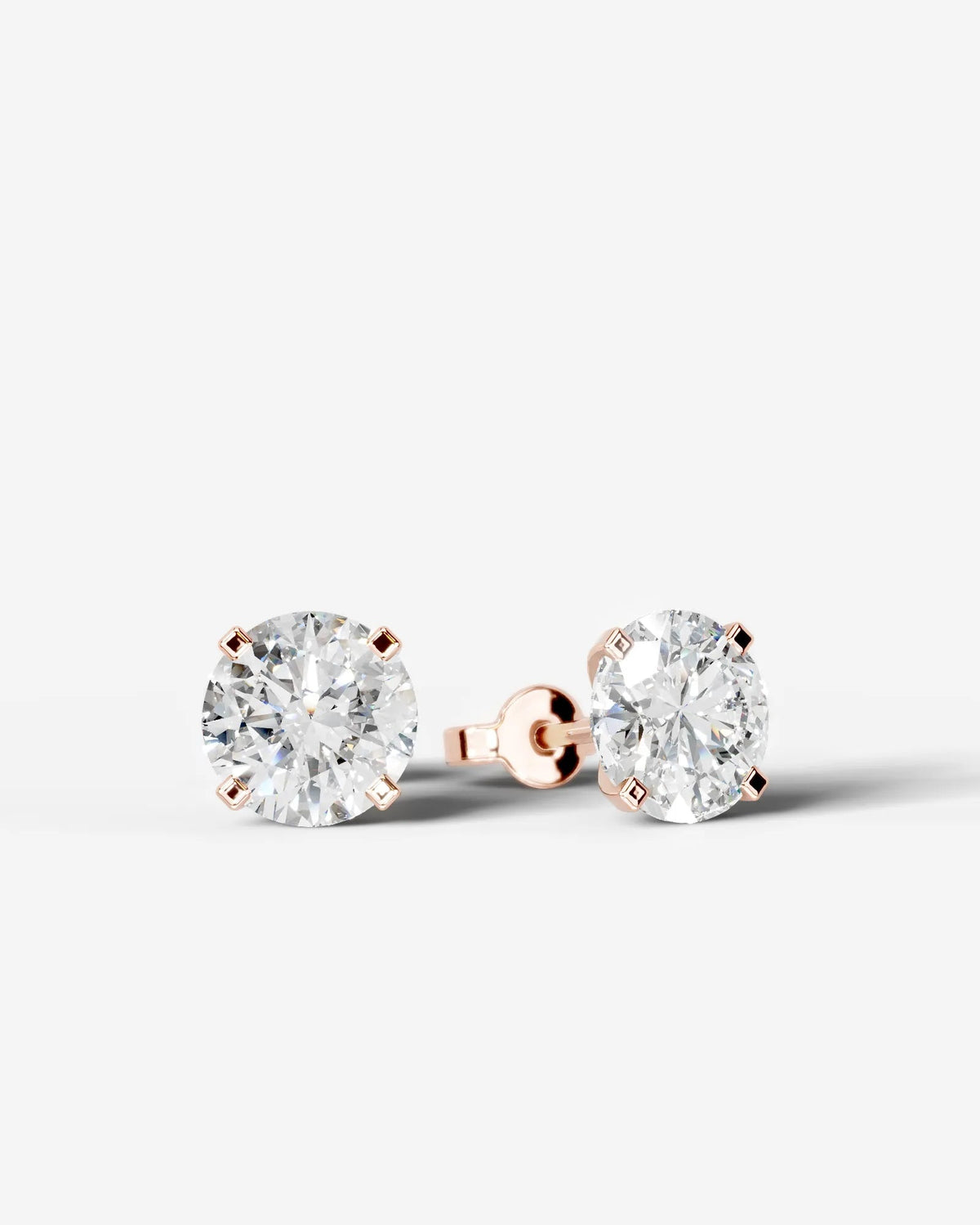 Jamie Lab Grown Diamond Earrings Round - Rose Gold