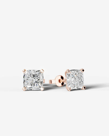 Jamie Lab Grown Diamond Earrings Square Cushion - Rose Gold