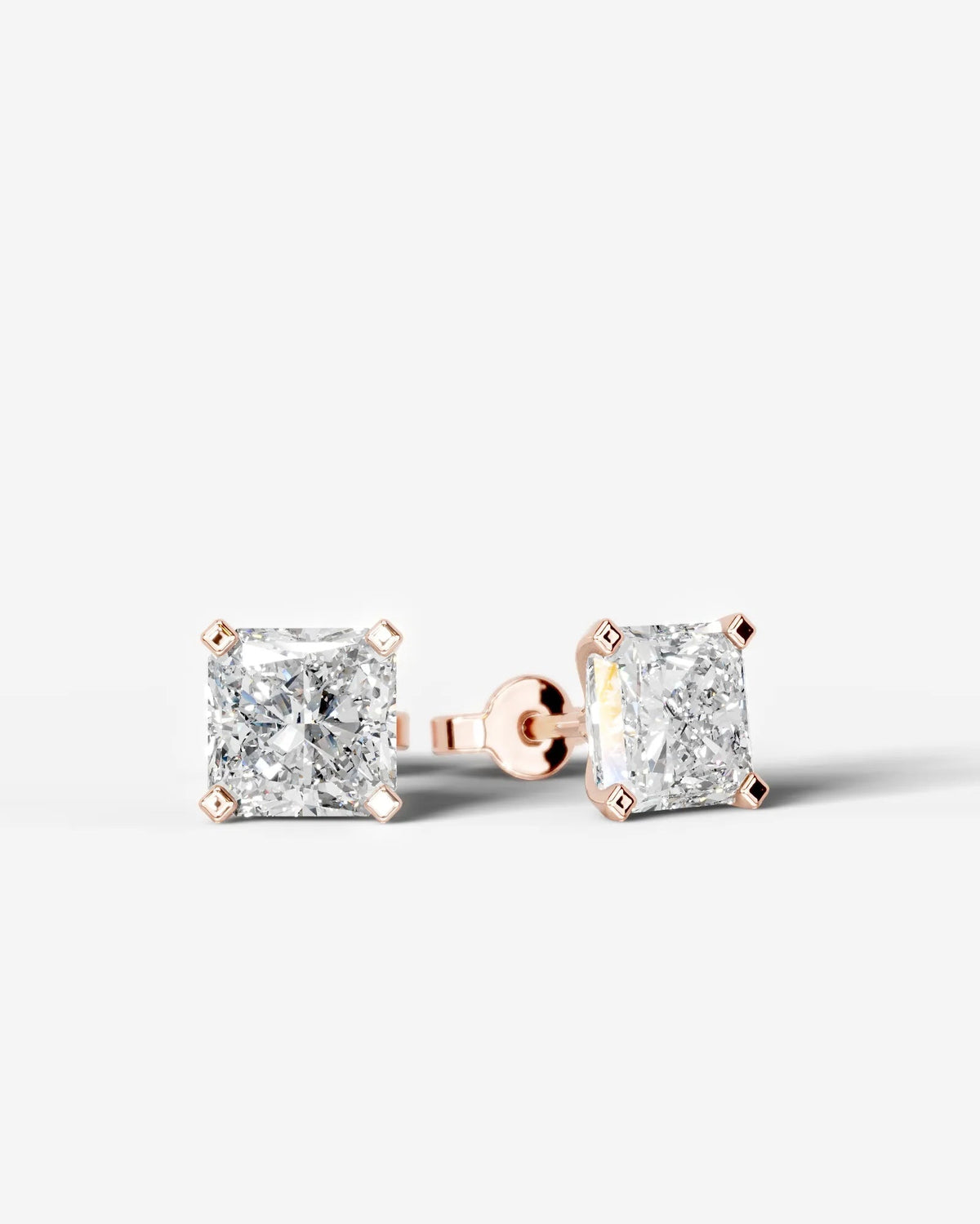 Jamie Lab Grown Diamond Earrings Square Radiant - Rose Gold