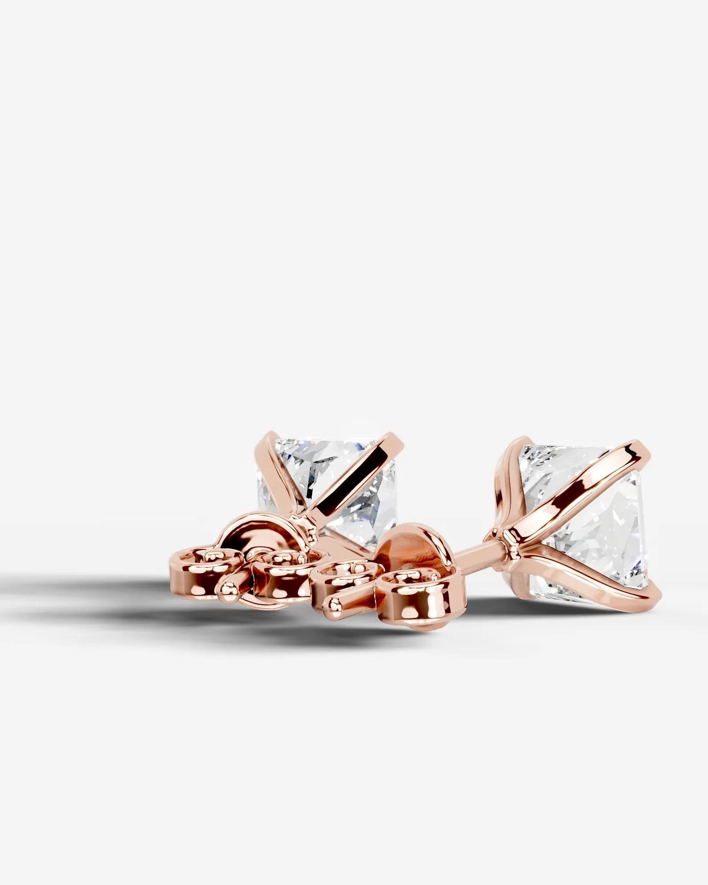 Jamie Lab Grown Diamond Earrings Square Radiant - Rose Gold