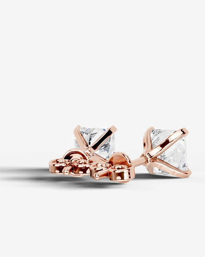 Jamie Lab Grown Diamond Earrings Square Radiant - Rose Gold