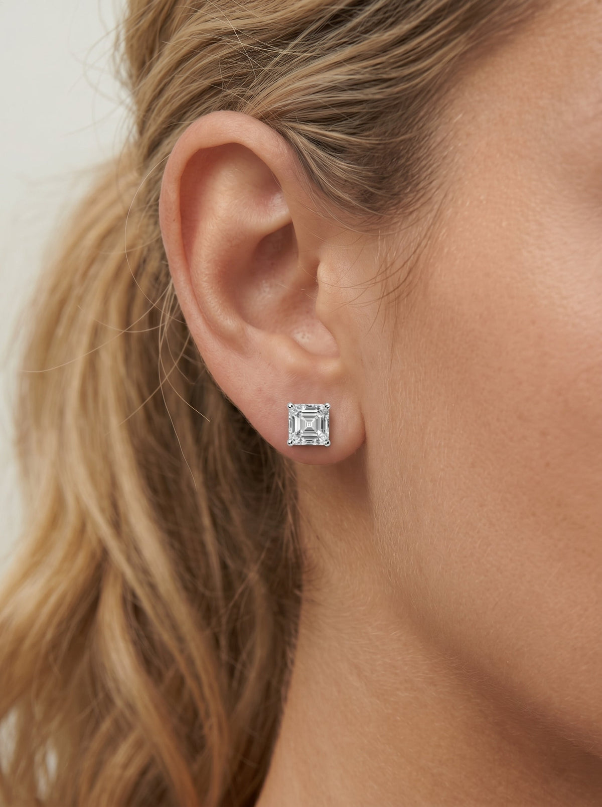 Jamie Lab Grown Diamond Earrings Asscher - Platinum