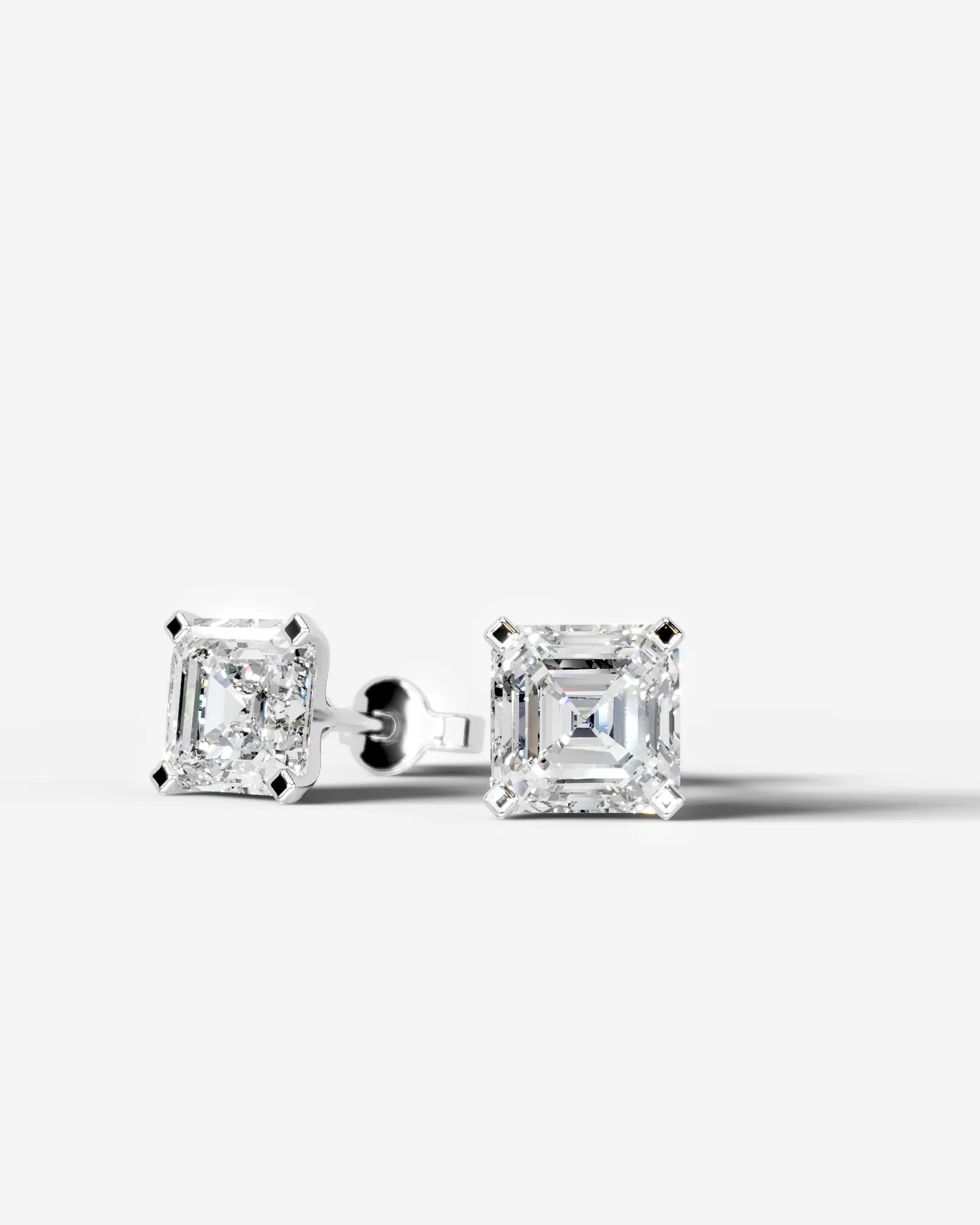 Jamie Lab Grown Diamond Earrings Asscher - White Gold