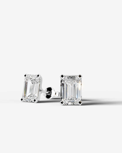 Jamie Lab Grown Diamond Earrings Emerald - White Gold