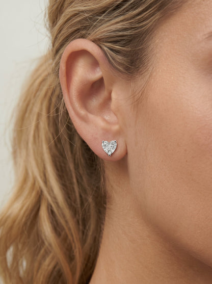 Jamie Lab Grown Diamond Earrings Heart - White Gold
