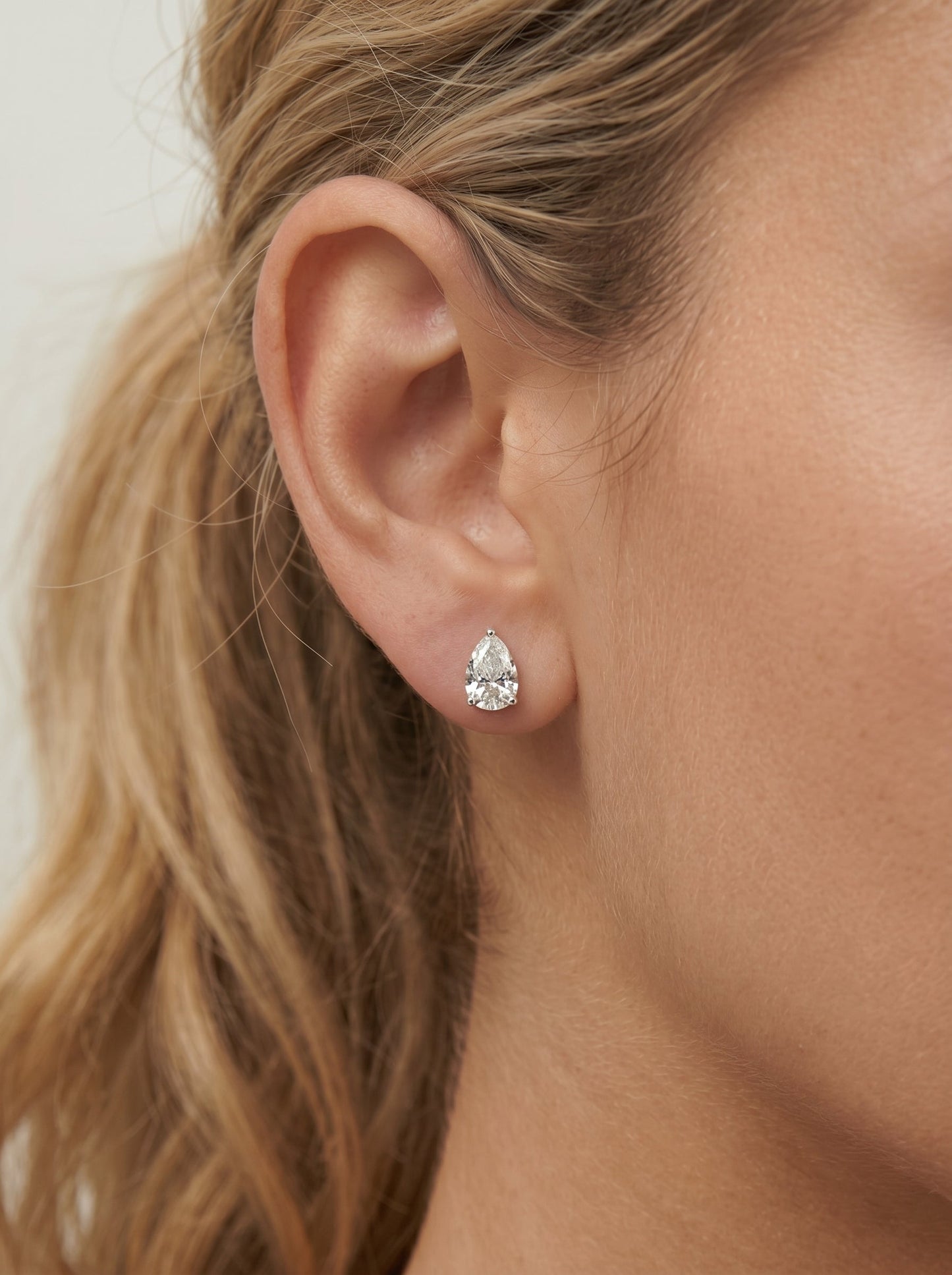 Jamie Lab Grown Diamond Earrings Pear - White Gold
