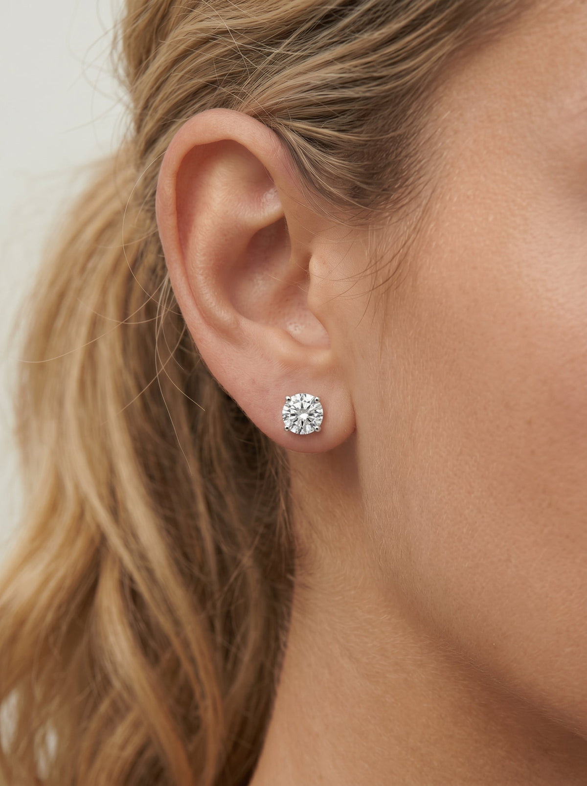 Jamie Lab Grown Diamond Earrings Round - White Gold